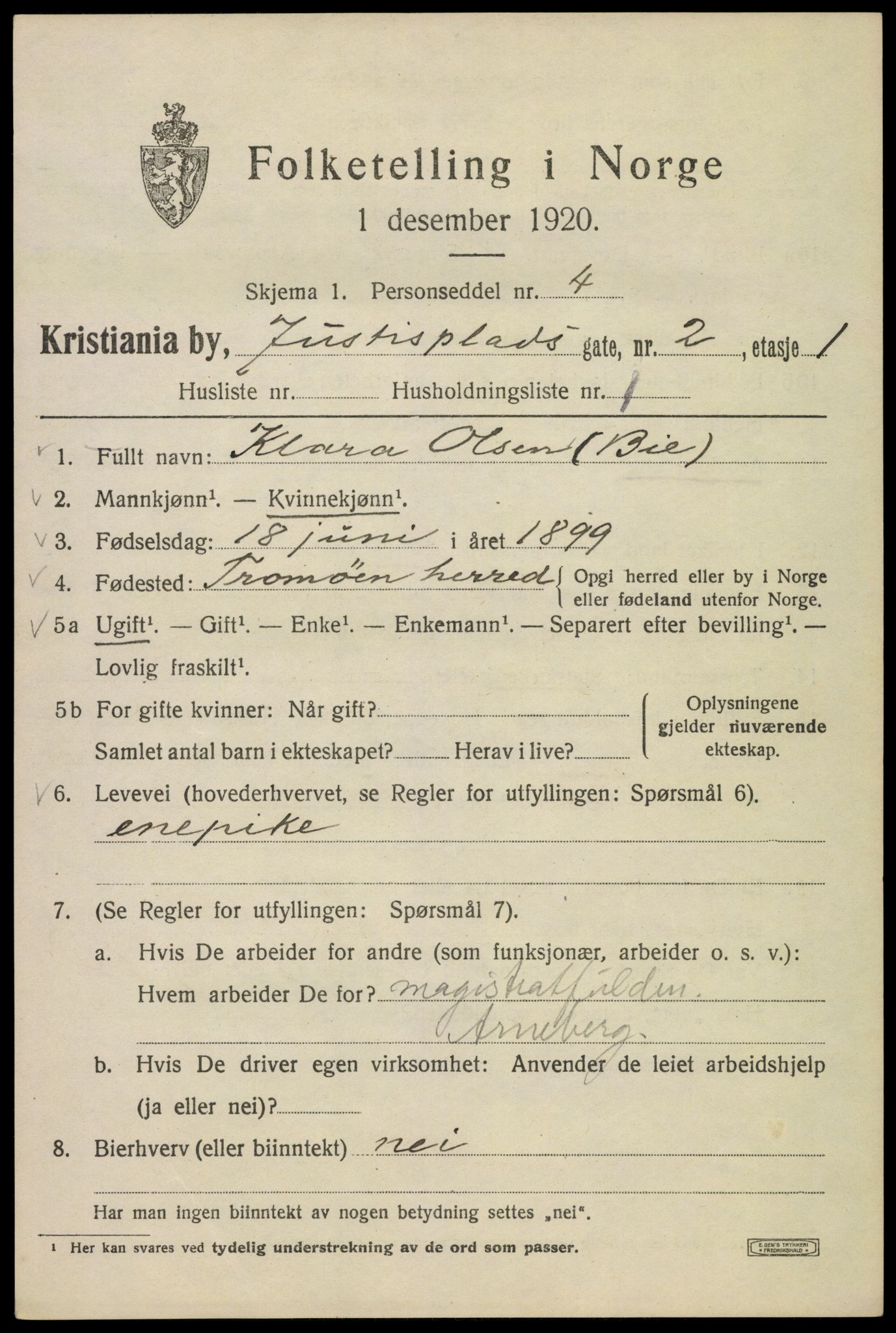 SAO, 1920 census for Kristiania, 1920, p. 325645