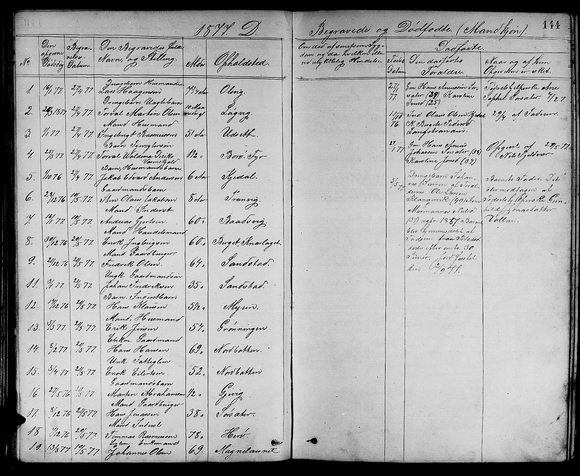 Ministerialprotokoller, klokkerbøker og fødselsregistre - Sør-Trøndelag, AV/SAT-A-1456/637/L0561: Parish register (copy) no. 637C02, 1873-1882, p. 144