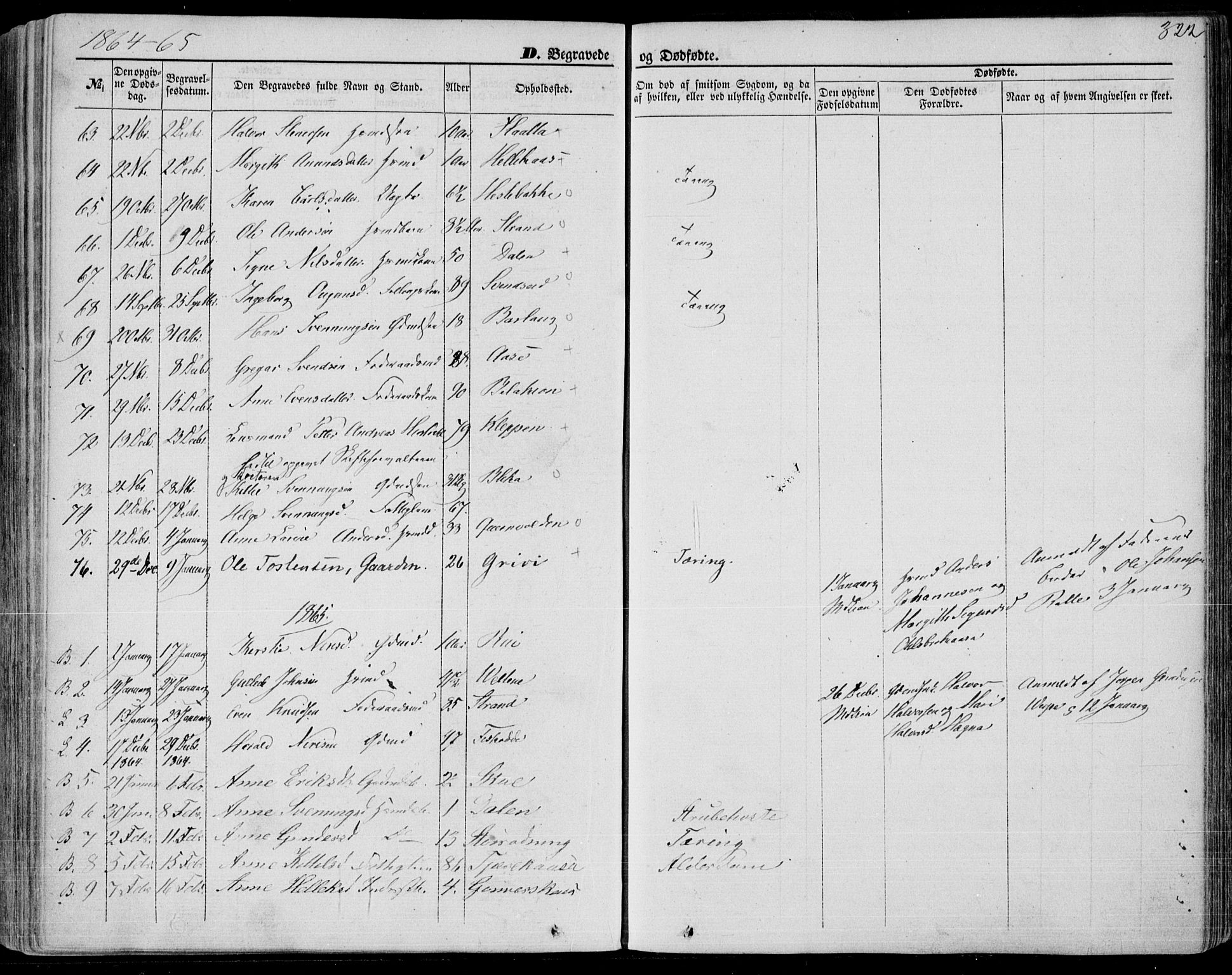 Bø kirkebøker, SAKO/A-257/F/Fa/L0009: Parish register (official) no. 9, 1862-1879, p. 322