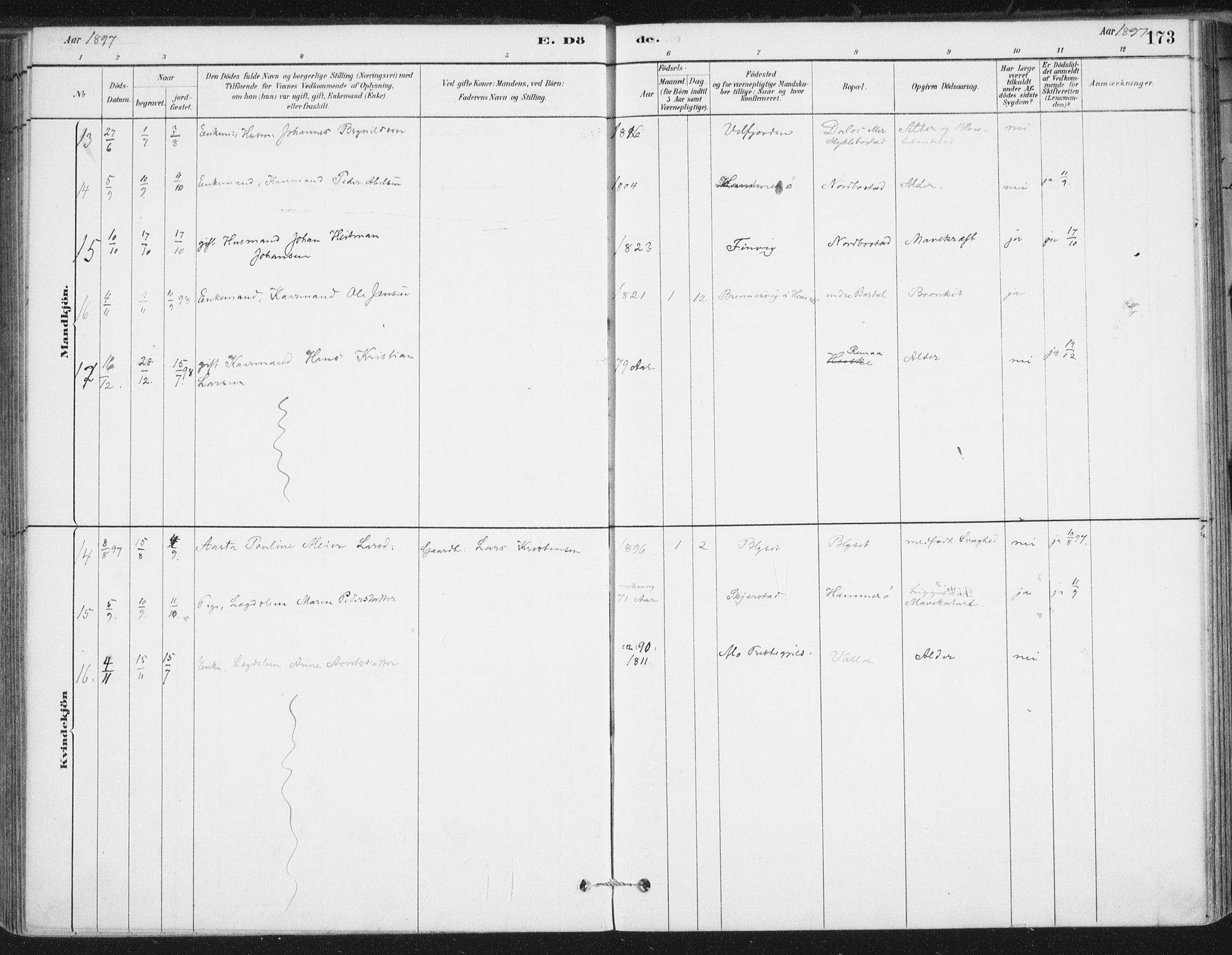 Ministerialprotokoller, klokkerbøker og fødselsregistre - Nordland, AV/SAT-A-1459/838/L0553: Parish register (official) no. 838A11, 1880-1910, p. 173