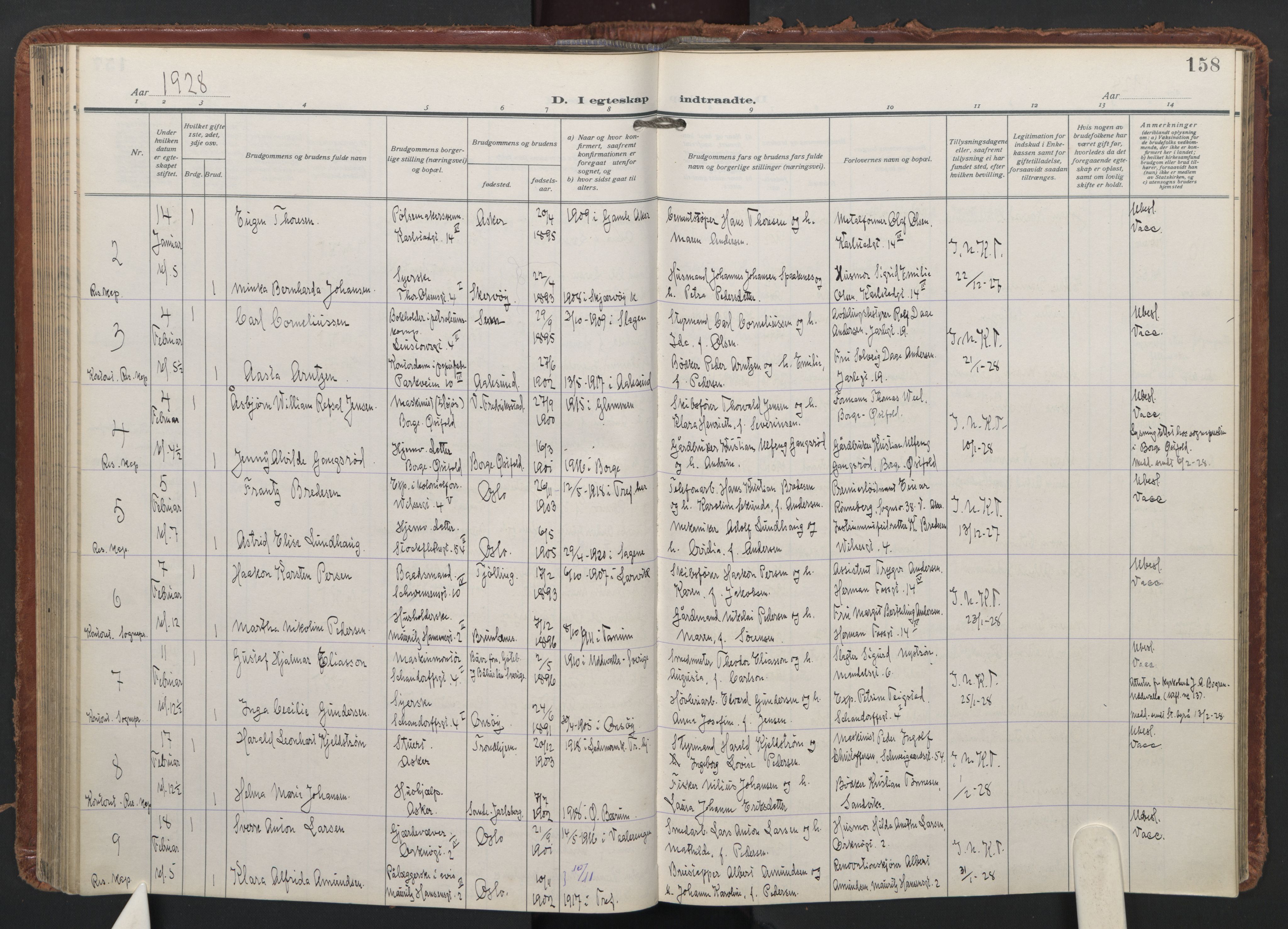 Trefoldighet prestekontor Kirkebøker, AV/SAO-A-10882/F/Fc/L0009: Parish register (official) no. III 9, 1922-1936, p. 158