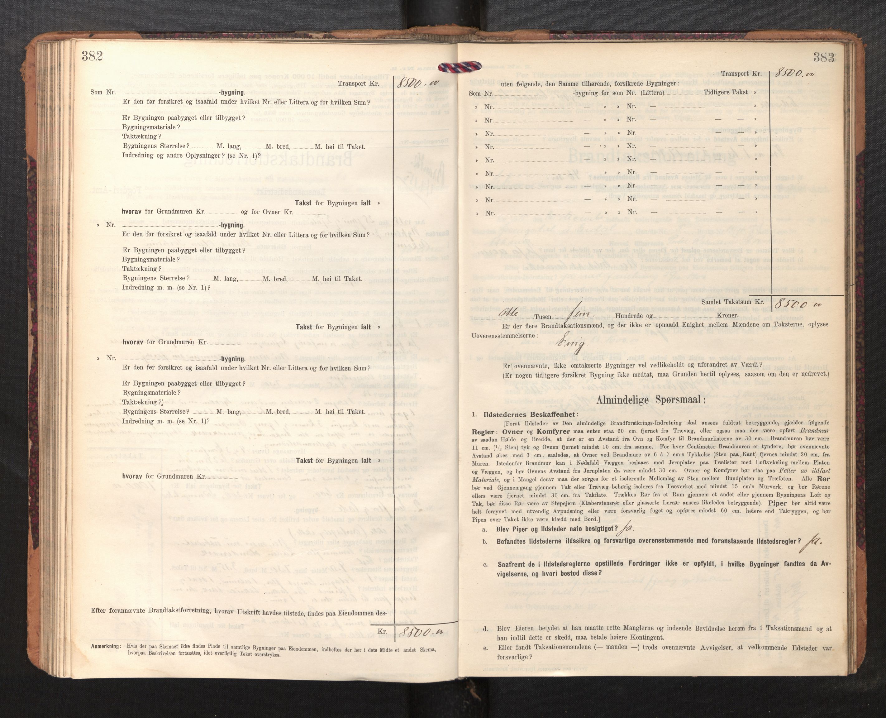 Lensmannen i Askøy, AV/SAB-A-31001/0012/L0007: Branntakstprotokoll, skjematakst, 1910-1919, p. 382-383