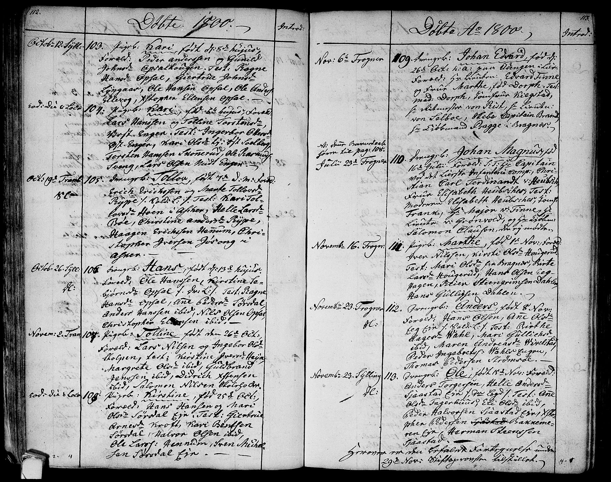 Lier kirkebøker, SAKO/A-230/F/Fa/L0007: Parish register (official) no. I 7, 1794-1813, p. 112-113