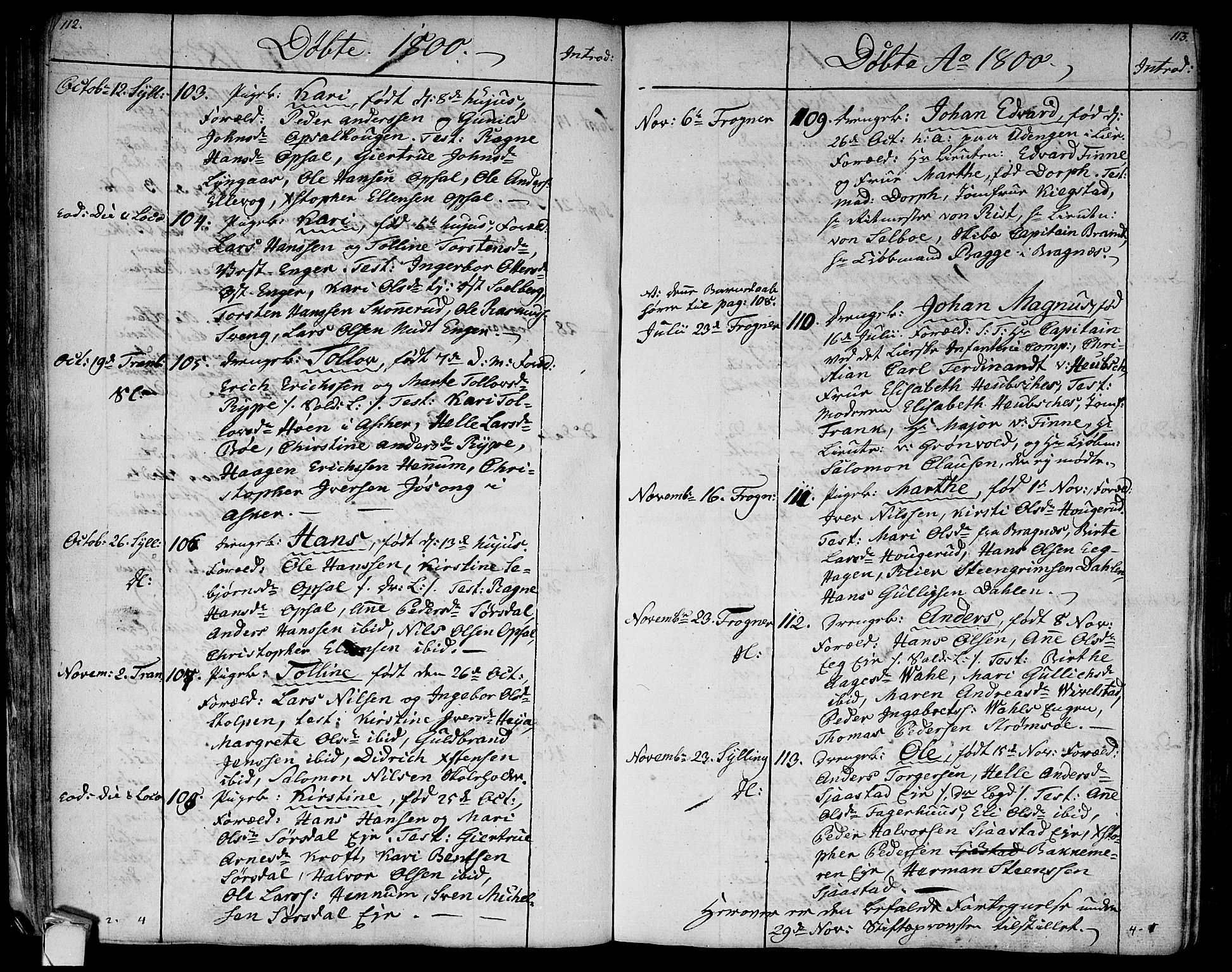 Lier kirkebøker, AV/SAKO-A-230/F/Fa/L0007: Parish register (official) no. I 7, 1794-1813, p. 112-113