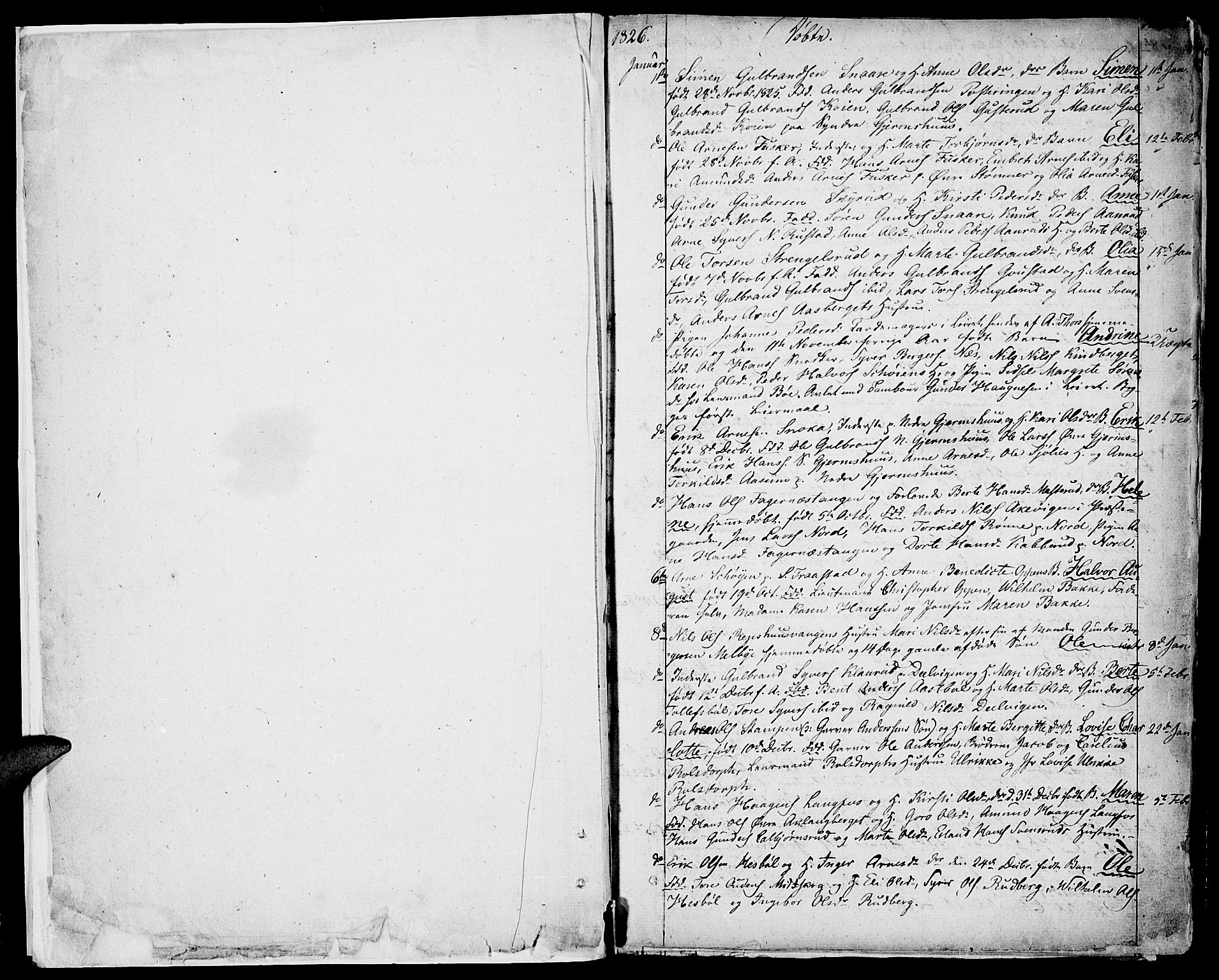 Vinger prestekontor, AV/SAH-PREST-024/H/Ha/Haa/L0007: Parish register (official) no. 7, 1826-1839, p. 1