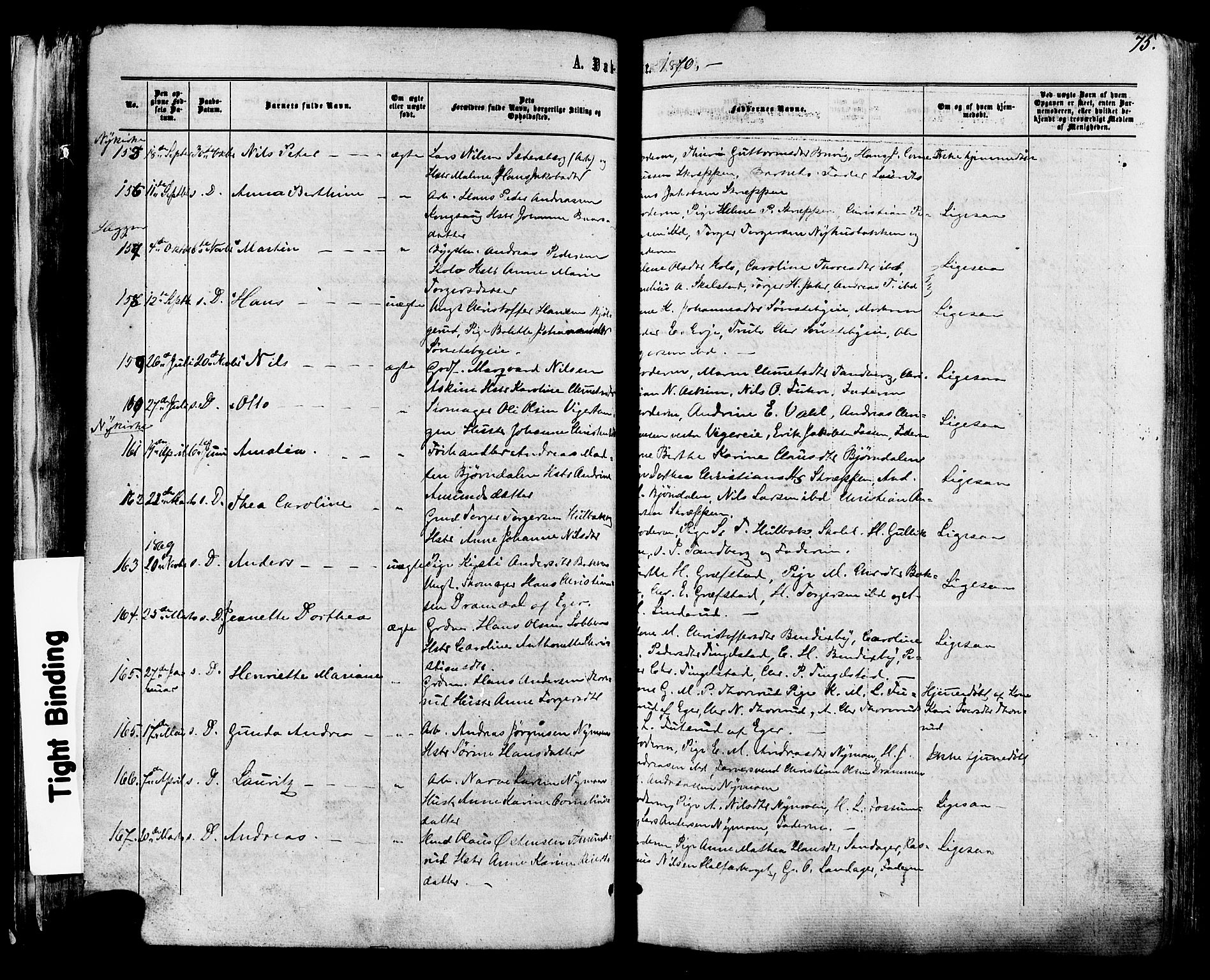 Modum kirkebøker, SAKO/A-234/F/Fa/L0010: Parish register (official) no. 10, 1865-1876, p. 75