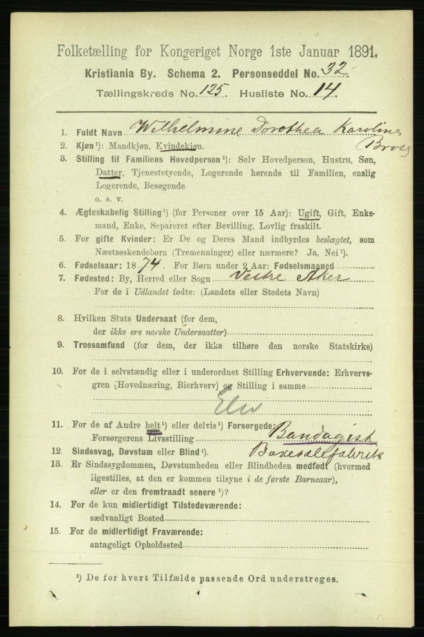 RA, 1891 census for 0301 Kristiania, 1891, p. 67074