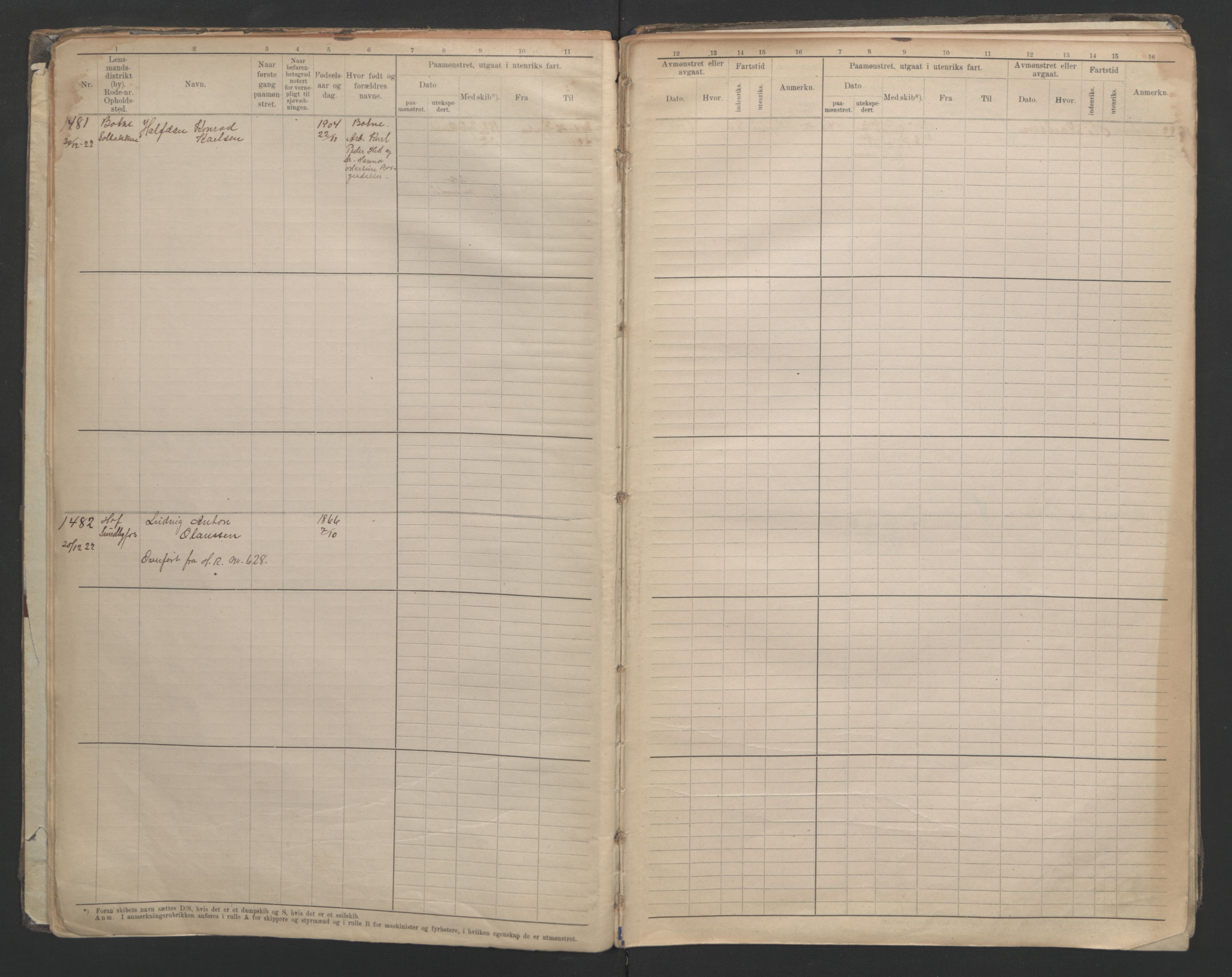 Holmestrand innrulleringskontor, AV/SAKO-A-1151/F/Fc/L0006: Hovedrulle, 1922-1929, p. 10