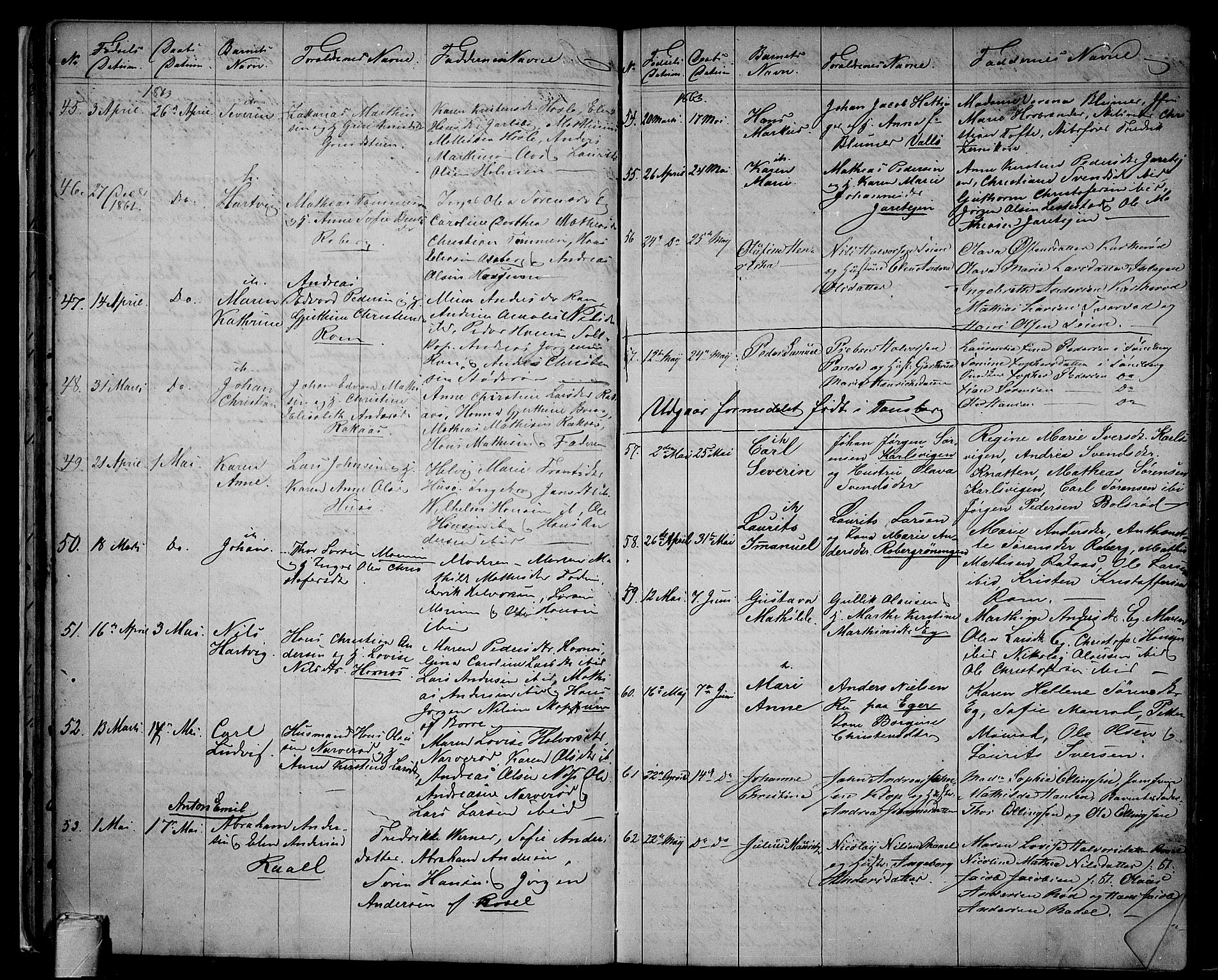 Sem kirkebøker, AV/SAKO-A-5/G/Ga/L0004: Parish register (copy) no. I 4, 1855-1877