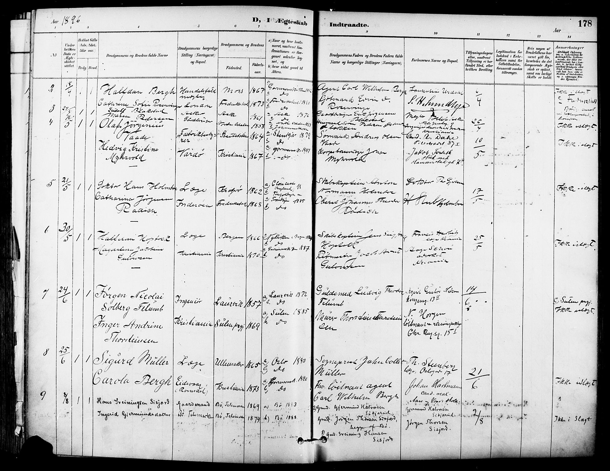 Garnisonsmenigheten Kirkebøker, SAO/A-10846/F/Fa/L0013: Parish register (official) no. 13, 1894-1904, p. 178