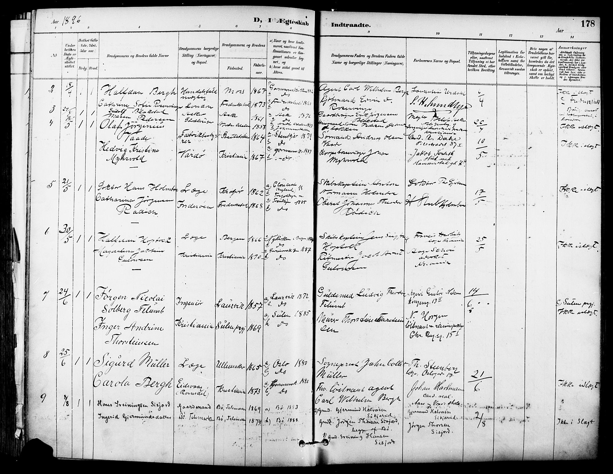 Garnisonsmenigheten Kirkebøker, AV/SAO-A-10846/F/Fa/L0013: Parish register (official) no. 13, 1894-1904, p. 178