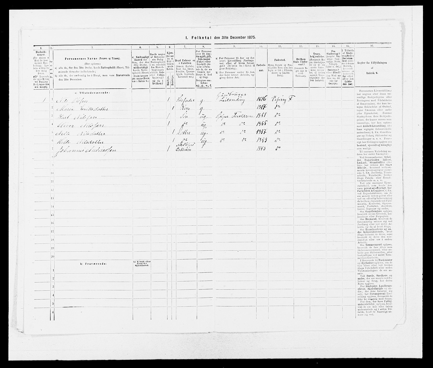 SAB, 1875 census for 1432P Førde, 1875, p. 1896