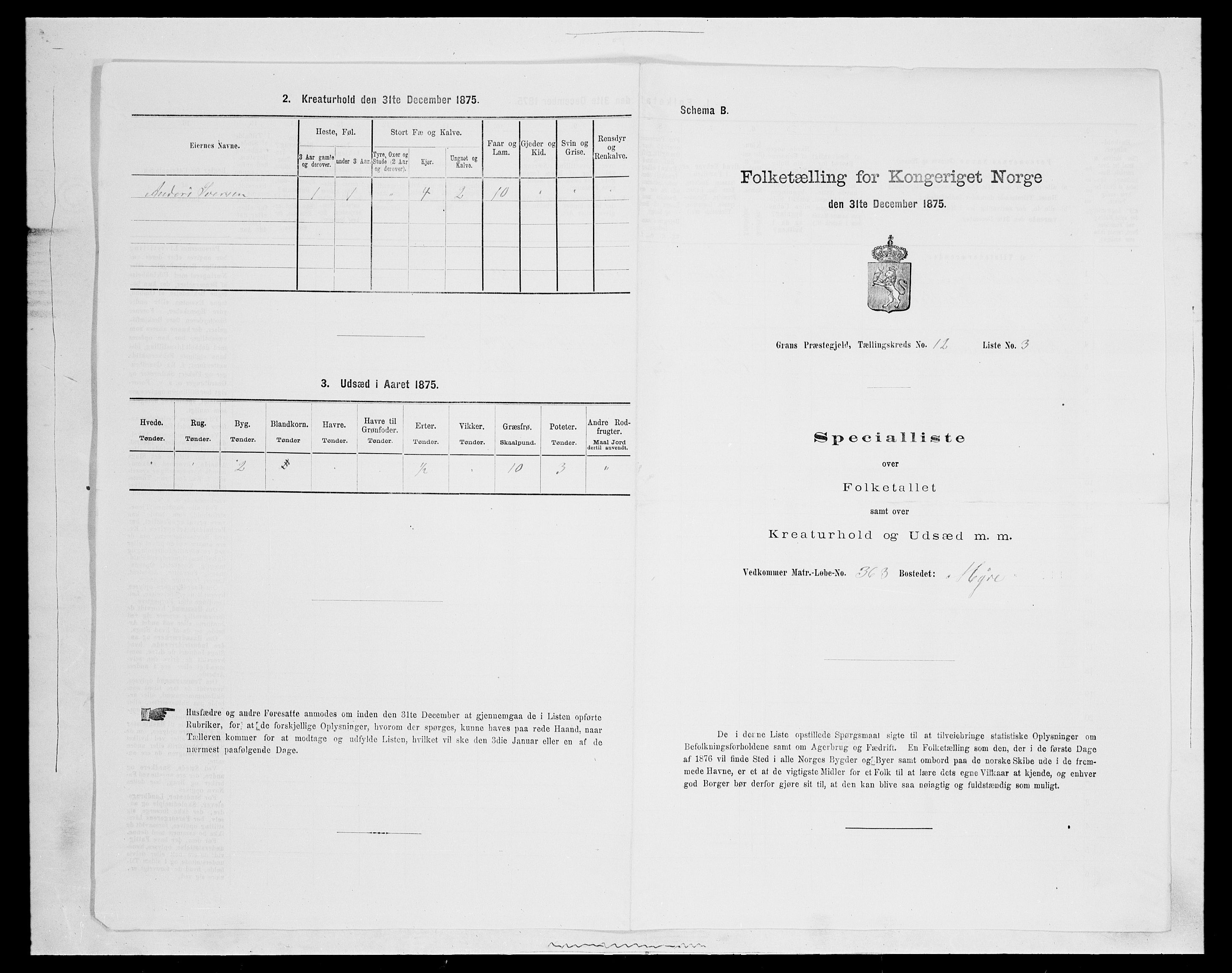 SAH, 1875 census for 0534P Gran, 1875, p. 2245