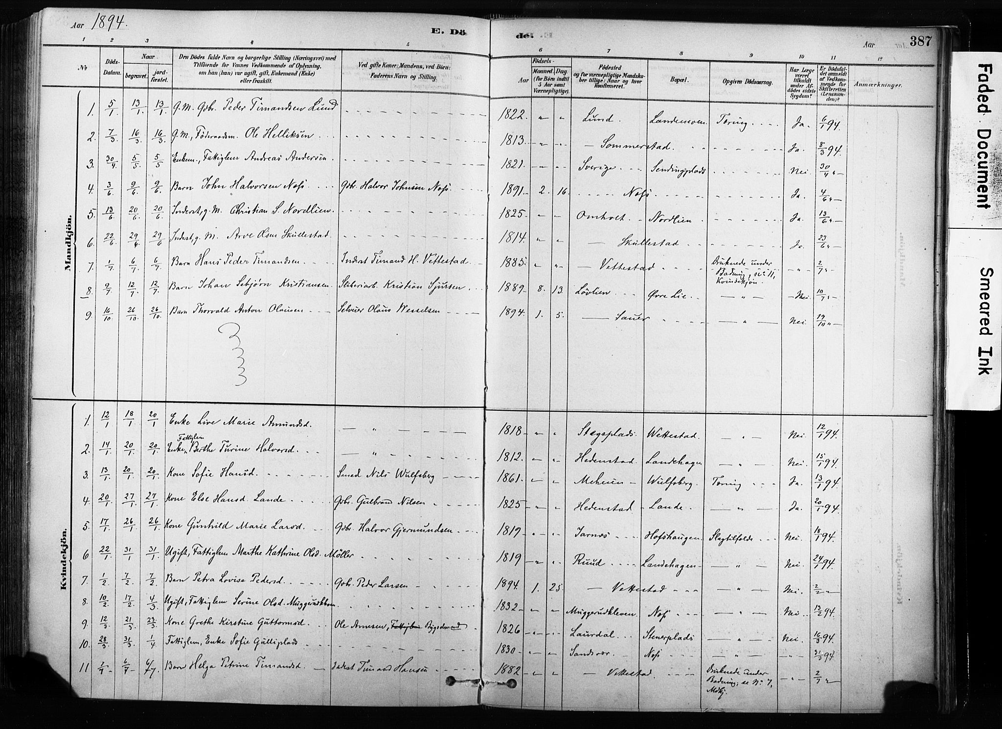 Sandsvær kirkebøker, SAKO/A-244/F/Fb/L0001: Parish register (official) no. II 1, 1878-1906, p. 387