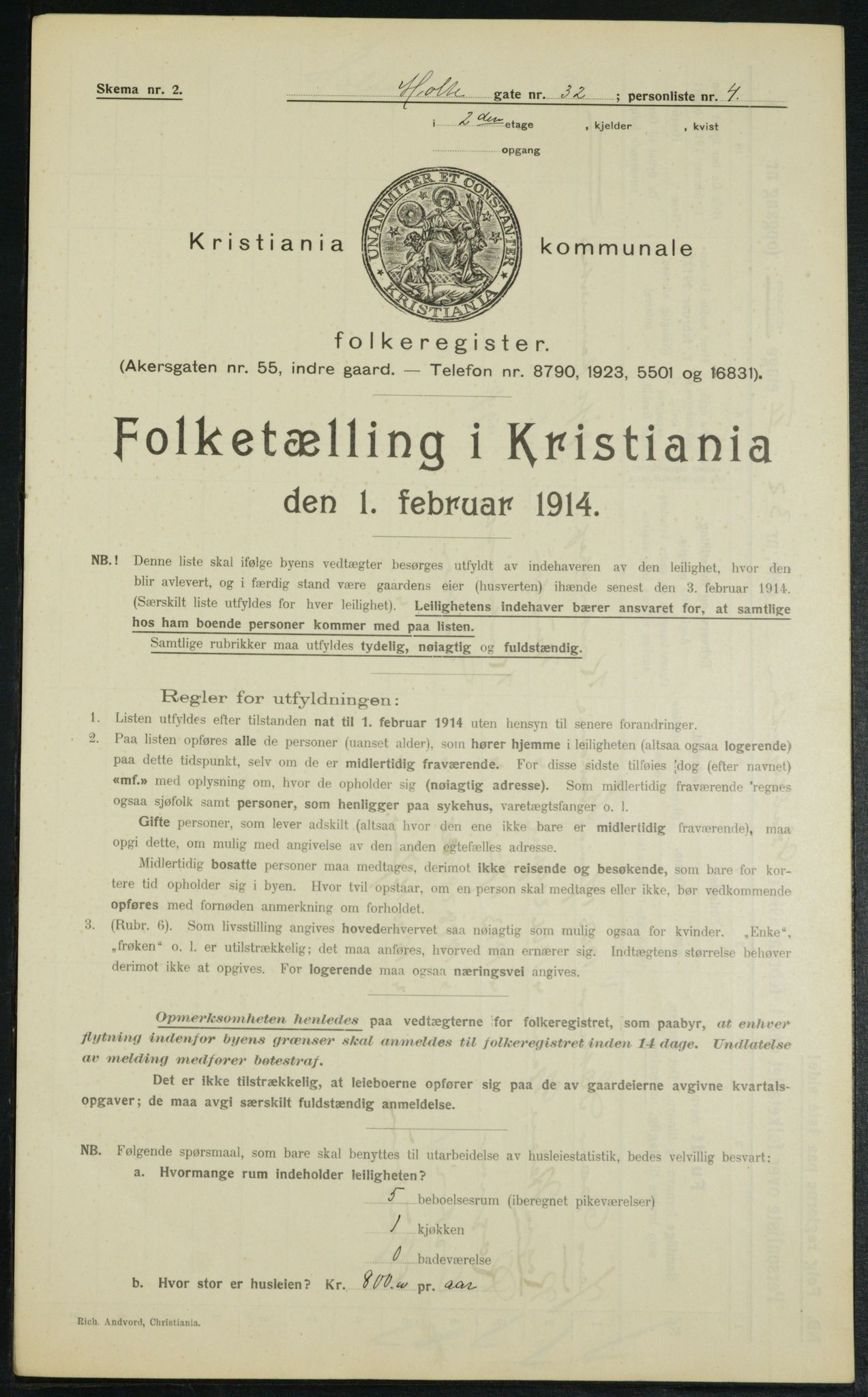 OBA, Municipal Census 1914 for Kristiania, 1914, p. 41438