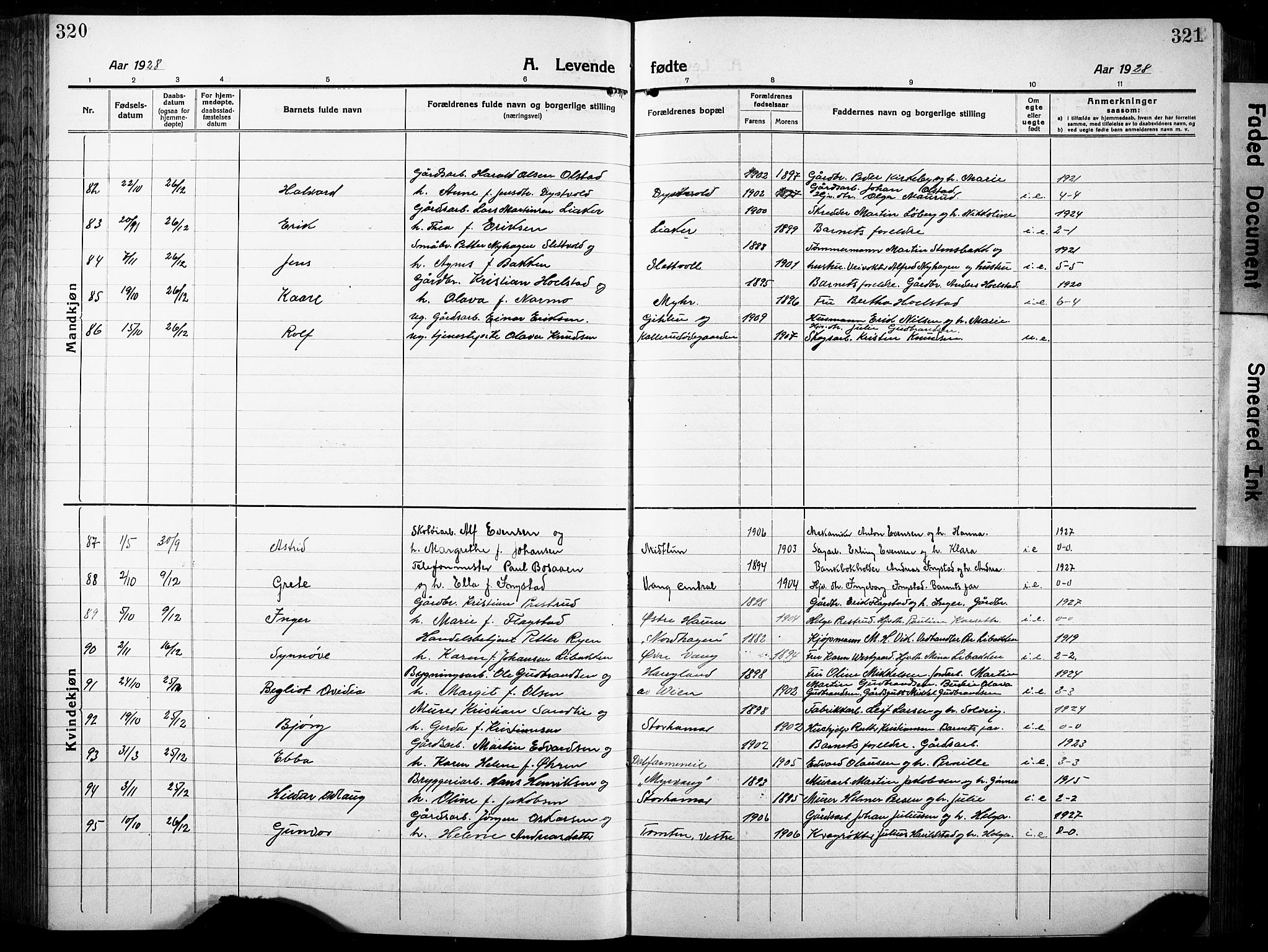 Vang prestekontor, Hedmark, AV/SAH-PREST-008/H/Ha/Hab/L0015: Parish register (copy) no. 15, 1915-1933, p. 320-321