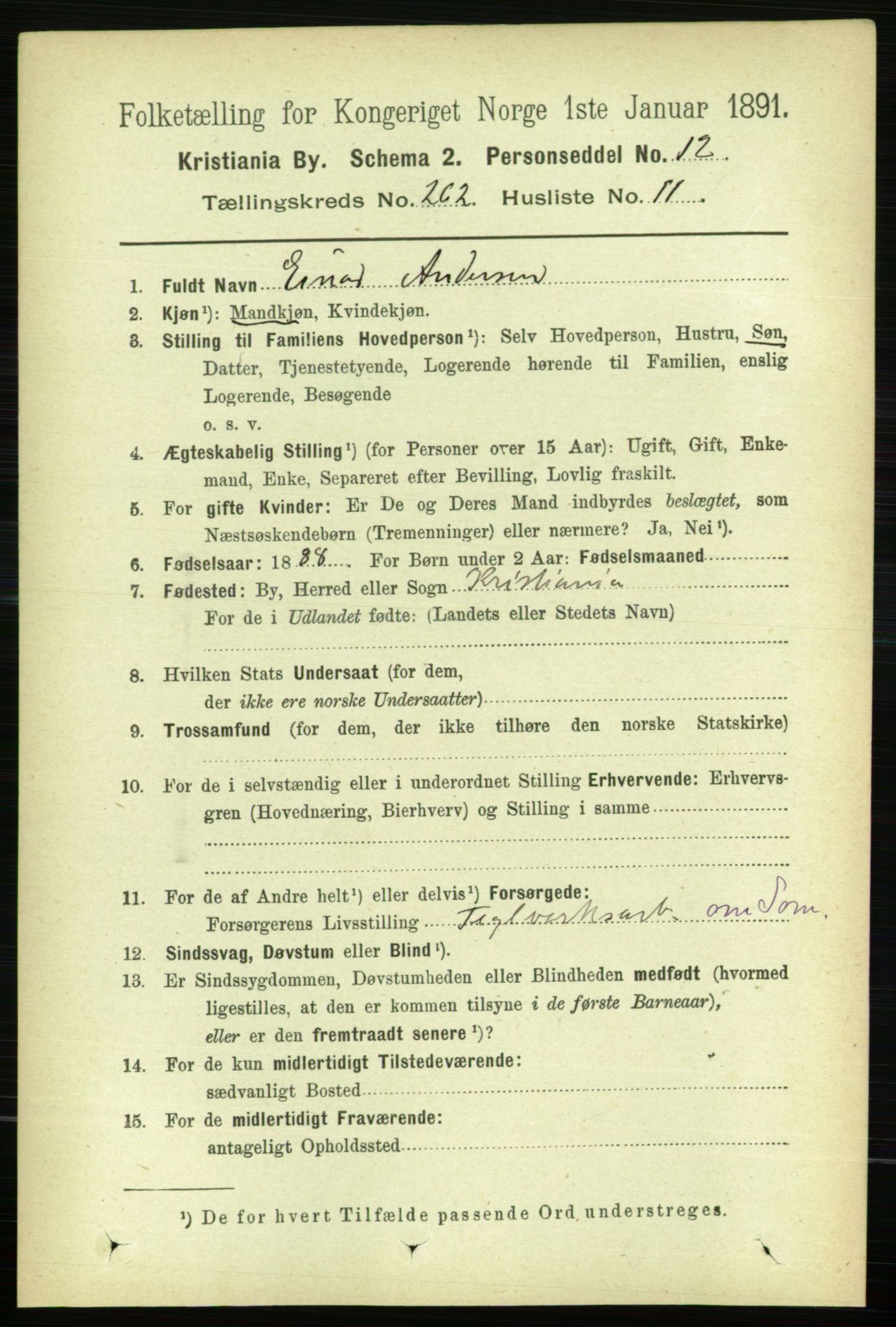 RA, 1891 census for 0301 Kristiania, 1891, p. 159301