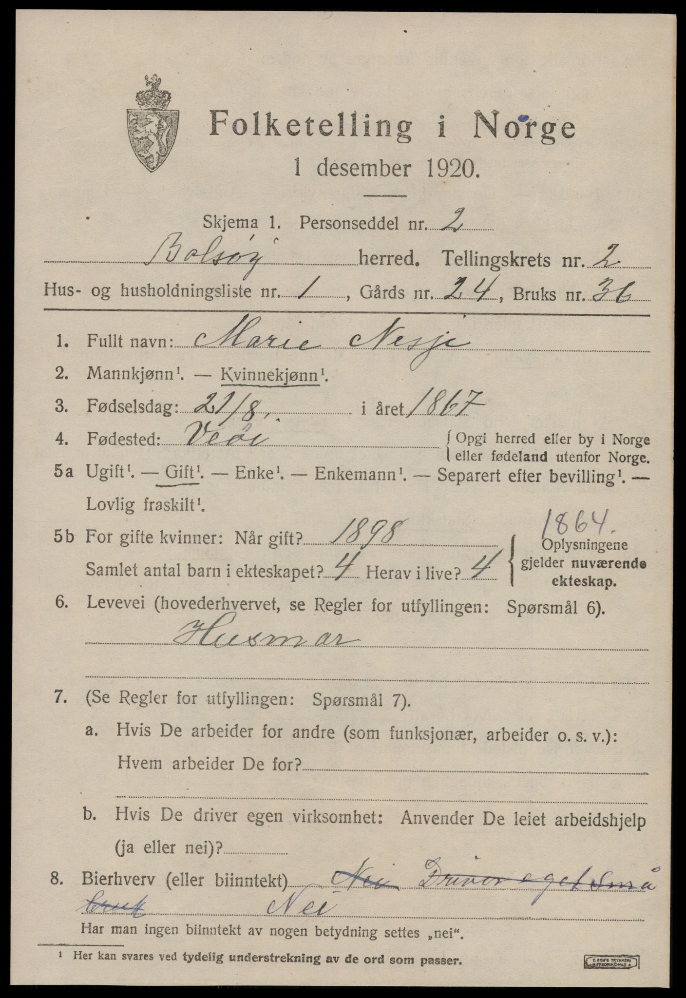 SAT, 1920 census for Bolsøy, 1920, p. 3057