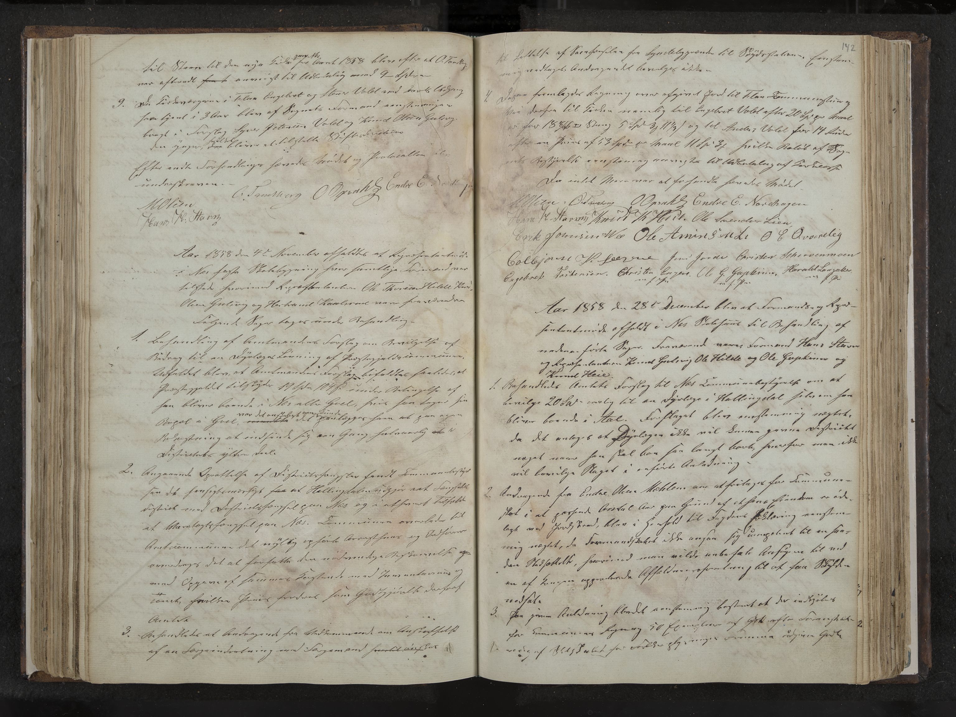 Nes formannskap og sentraladministrasjon, IKAK/0616021-1/A/Aa/L0001: Møtebok med register, 1838-1875, p. 142