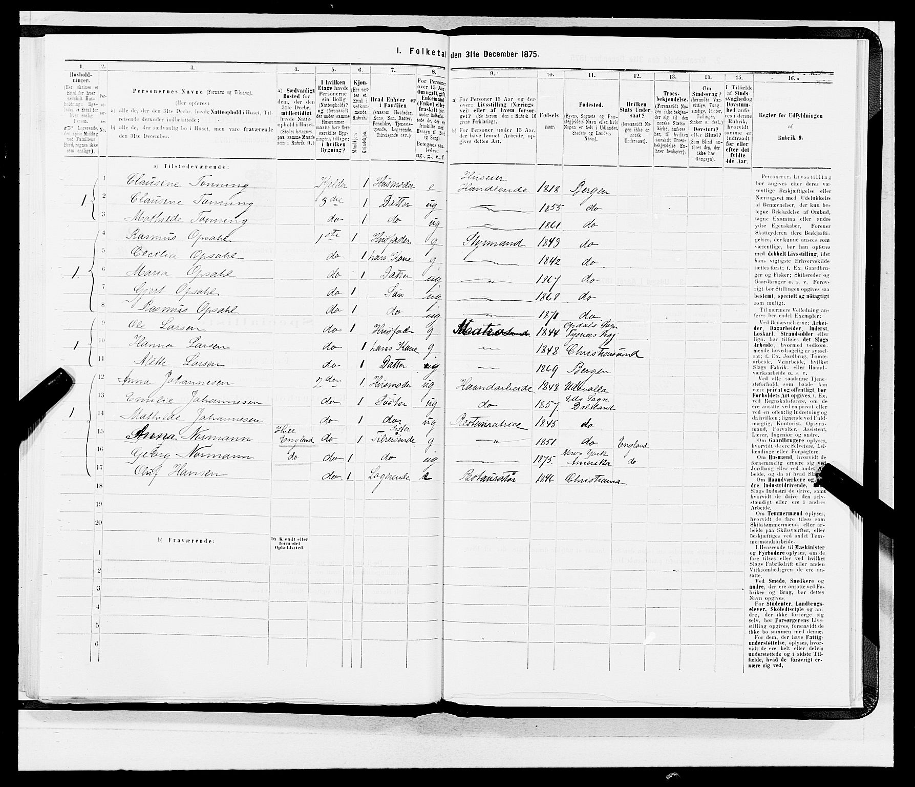 SAB, 1875 census for 1301 Bergen, 1875, p. 467