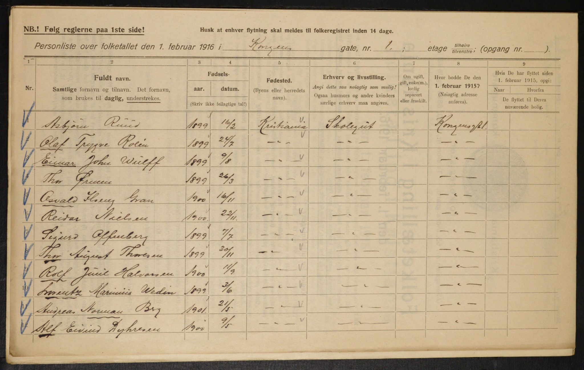 OBA, Municipal Census 1916 for Kristiania, 1916, p. 53573