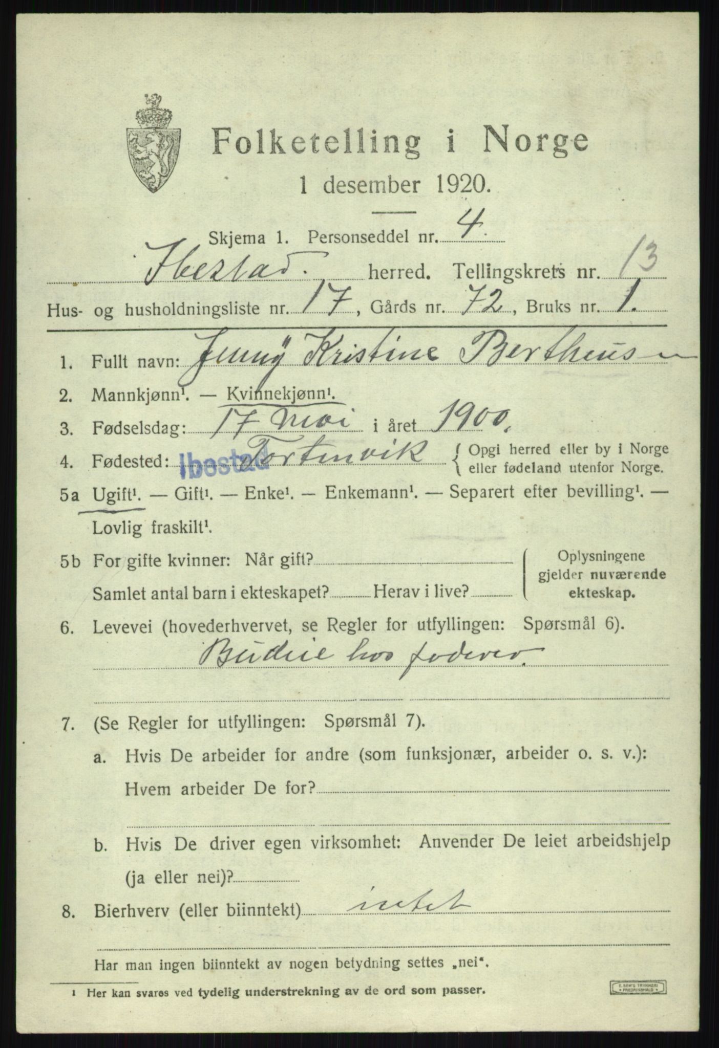 SATØ, 1920 census for Ibestad, 1920, p. 6989