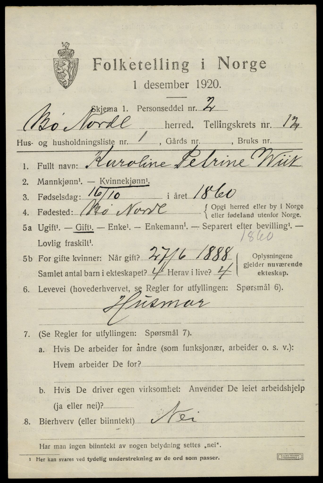 SAT, 1920 census for Bø, 1920, p. 10392