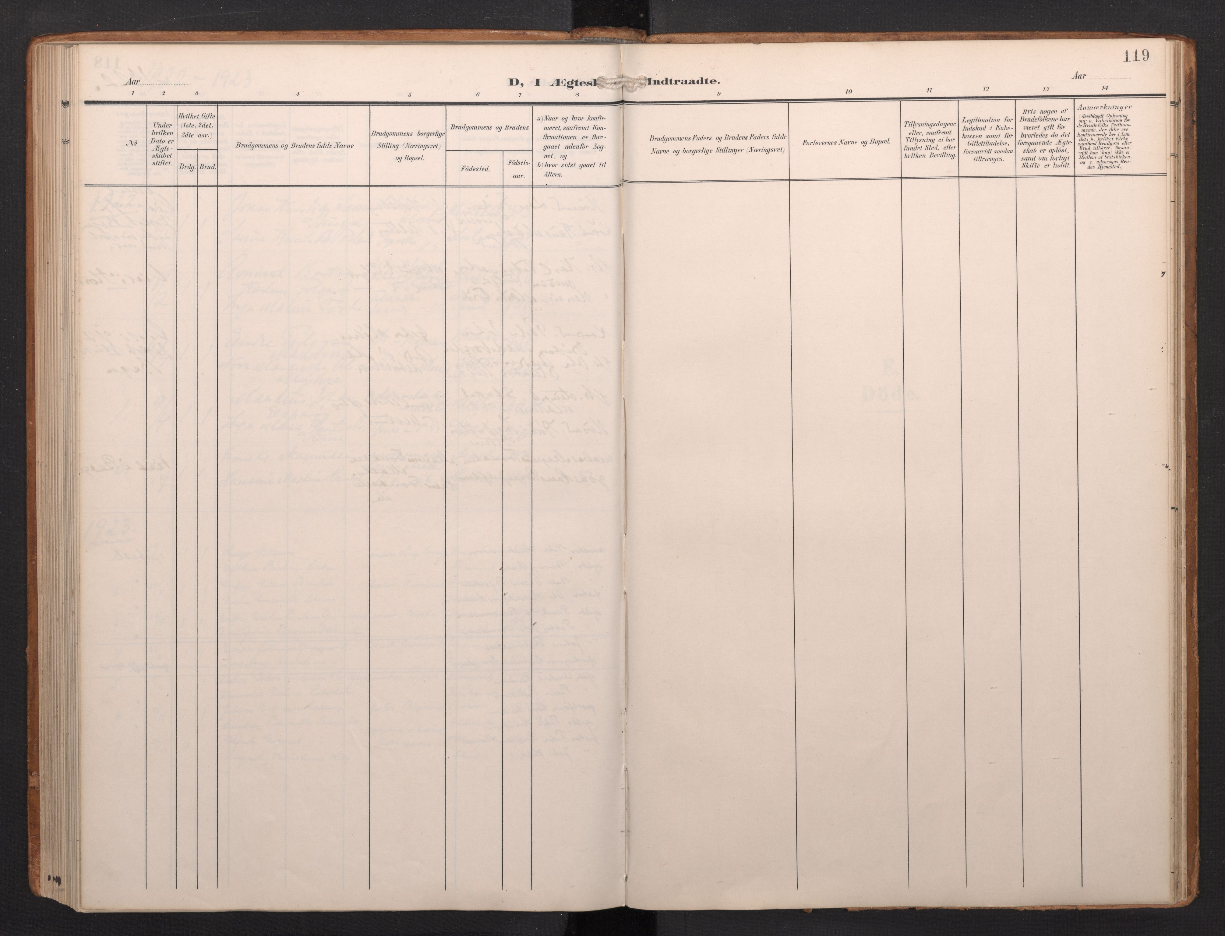 Finnås sokneprestembete, SAB/A-99925/H/Ha/Haa/Haab/L0003: Parish register (official) no. B 3, 1907-1923, p. 119