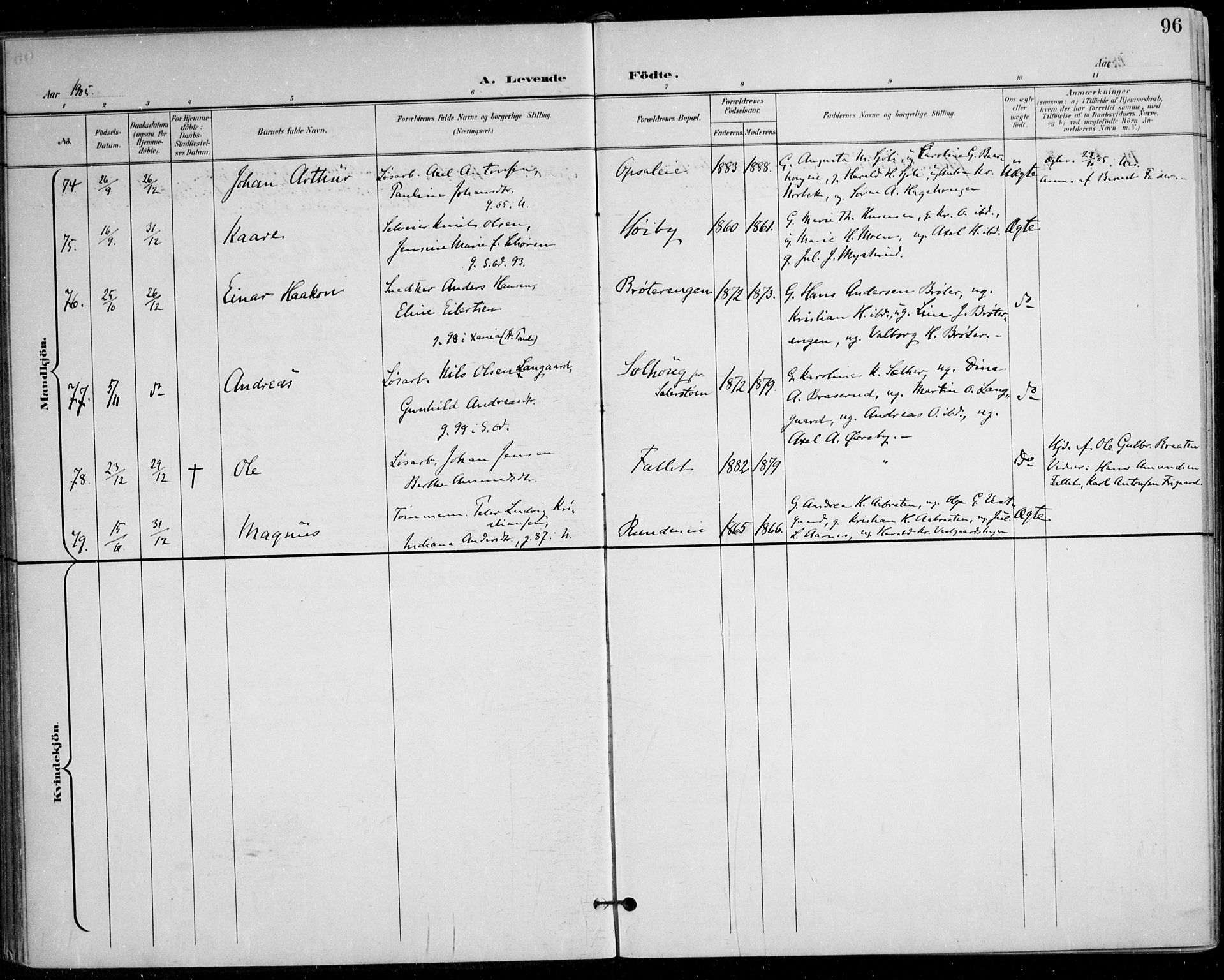 Nes prestekontor Kirkebøker, AV/SAO-A-10410/F/Fa/L0011: Parish register (official) no. I 11, 1899-1918, p. 96