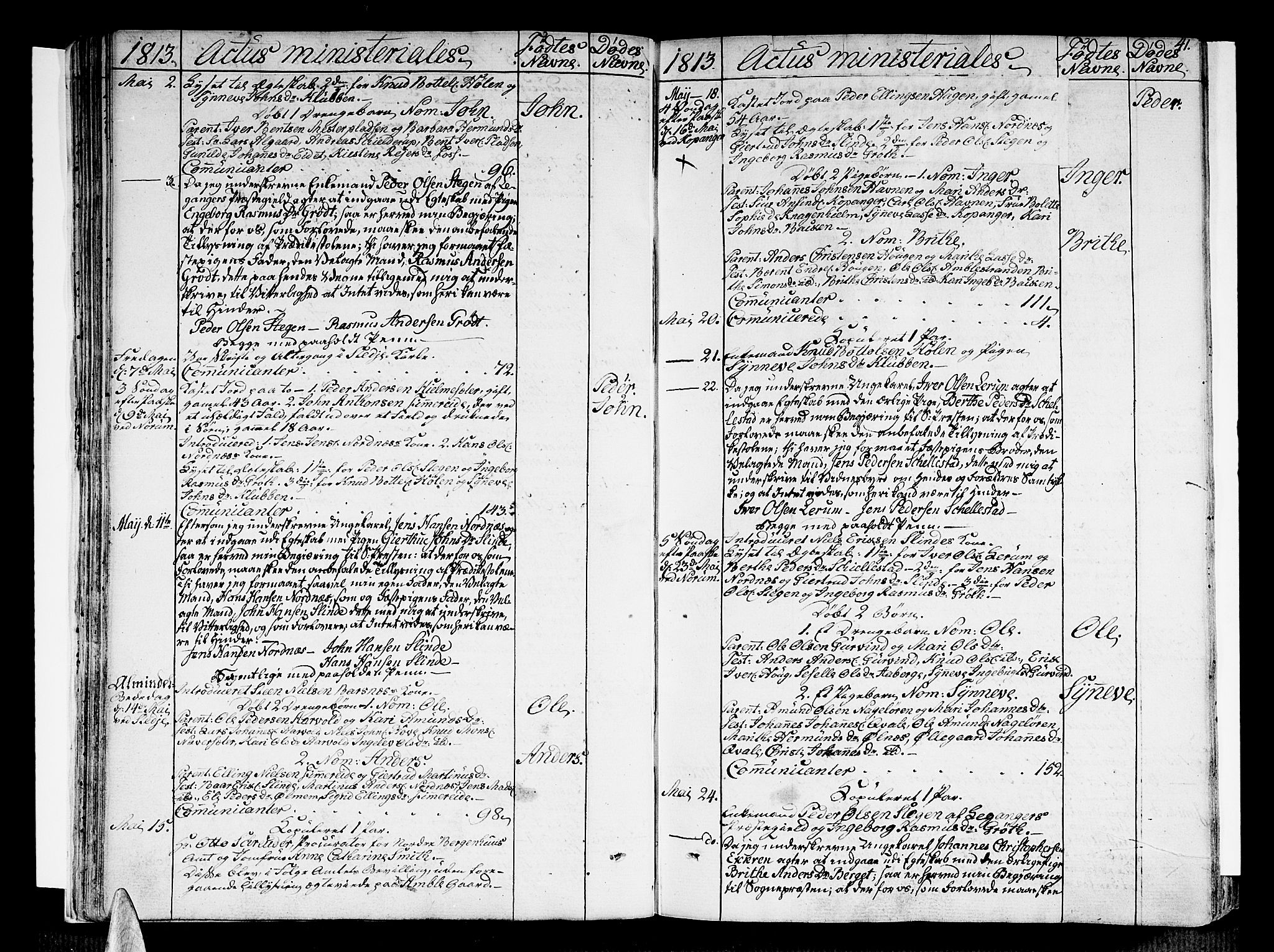 Sogndal sokneprestembete, SAB/A-81301/H/Haa/Haaa/L0009: Parish register (official) no. A 9, 1809-1821, p. 41