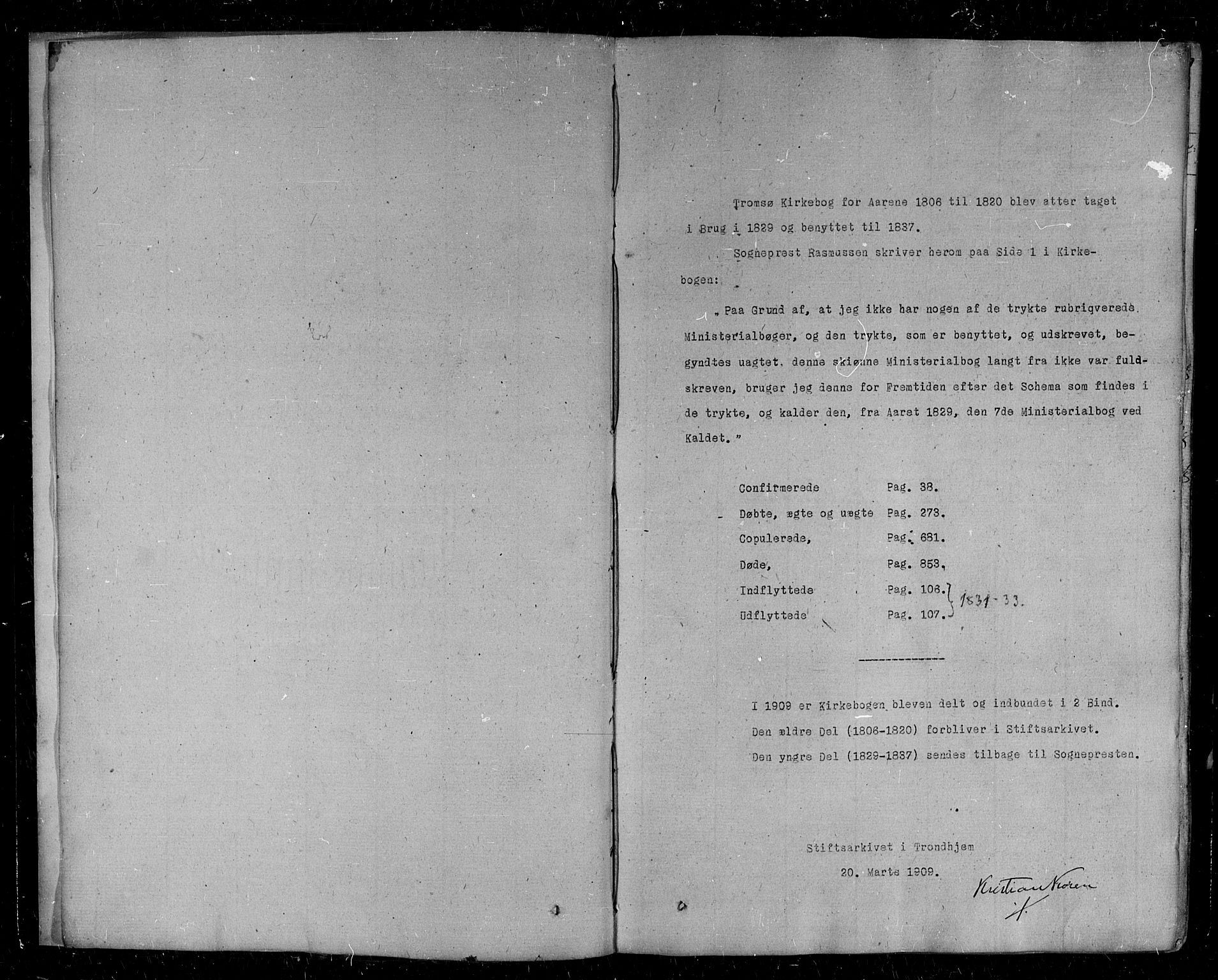 Tromsø sokneprestkontor/stiftsprosti/domprosti, SATØ/S-1343/G/Ga/L0008kirke: Parish register (official) no. 8, 1829-1837