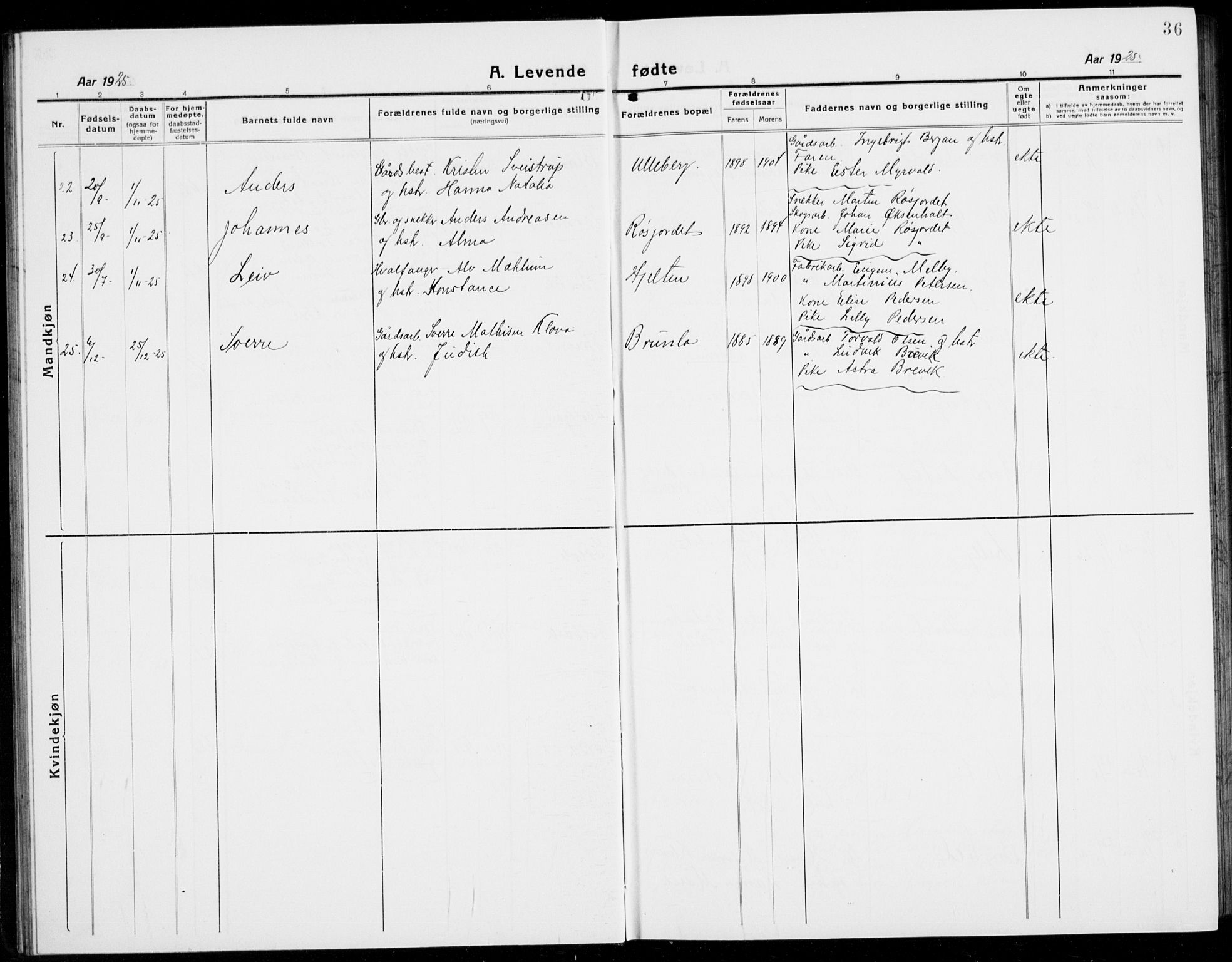 Brunlanes kirkebøker, SAKO/A-342/G/Ga/L0005: Parish register (copy) no. I 5, 1918-1941, p. 36