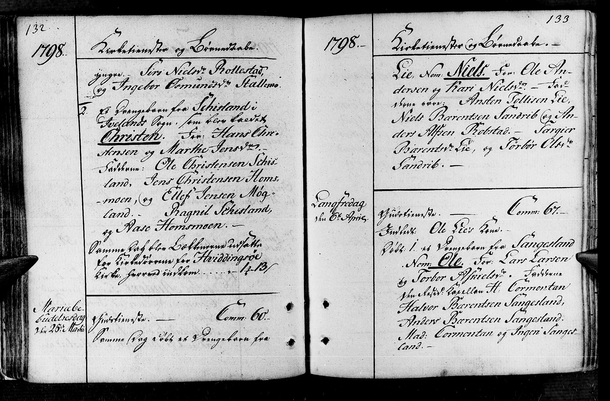 Vennesla sokneprestkontor, AV/SAK-1111-0045/Fa/Fac/L0002: Parish register (official) no. A 2, 1785-1834, p. 132-133