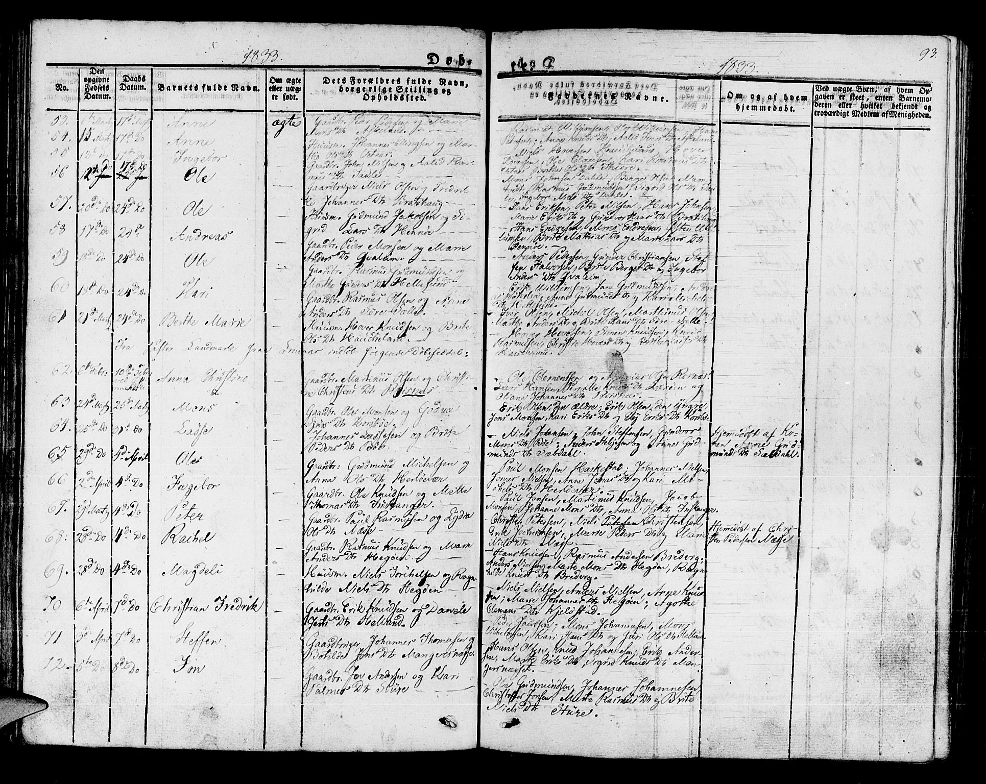 Manger sokneprestembete, AV/SAB-A-76801/H/Haa: Parish register (official) no. A 4, 1824-1838, p. 93