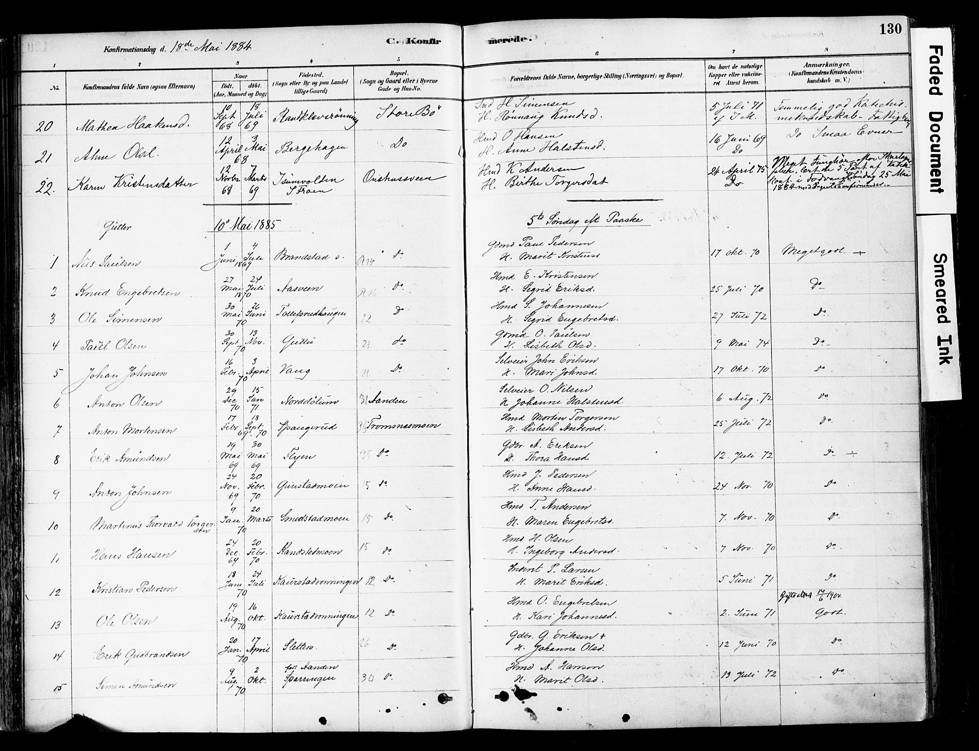 Ringebu prestekontor, SAH/PREST-082/H/Ha/Haa/L0008: Parish register (official) no. 8, 1878-1898, p. 130
