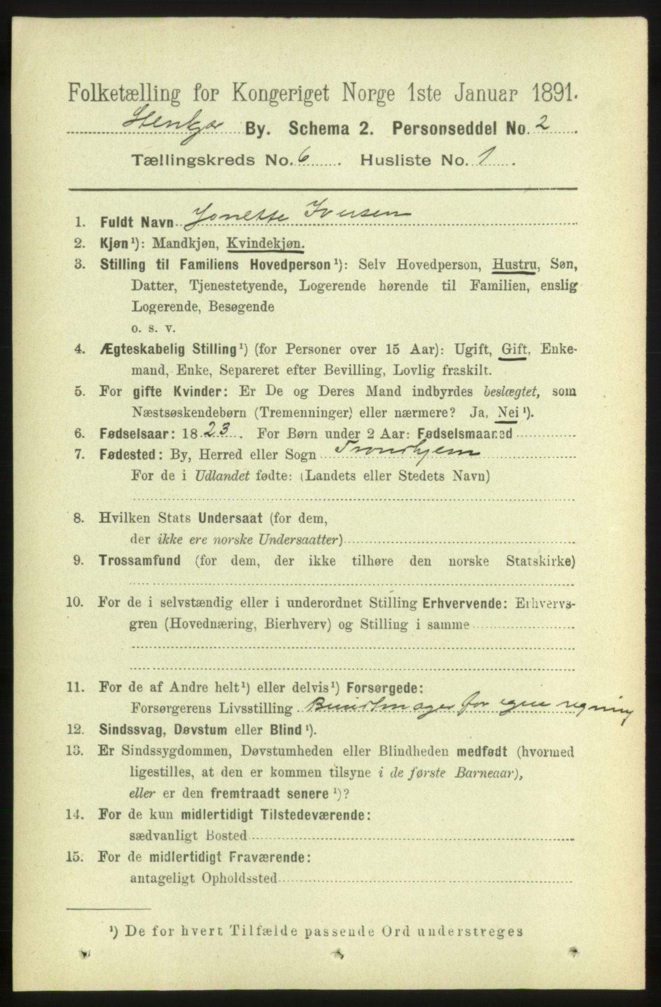 RA, 1891 census for 1702 Steinkjer, 1891, p. 2187