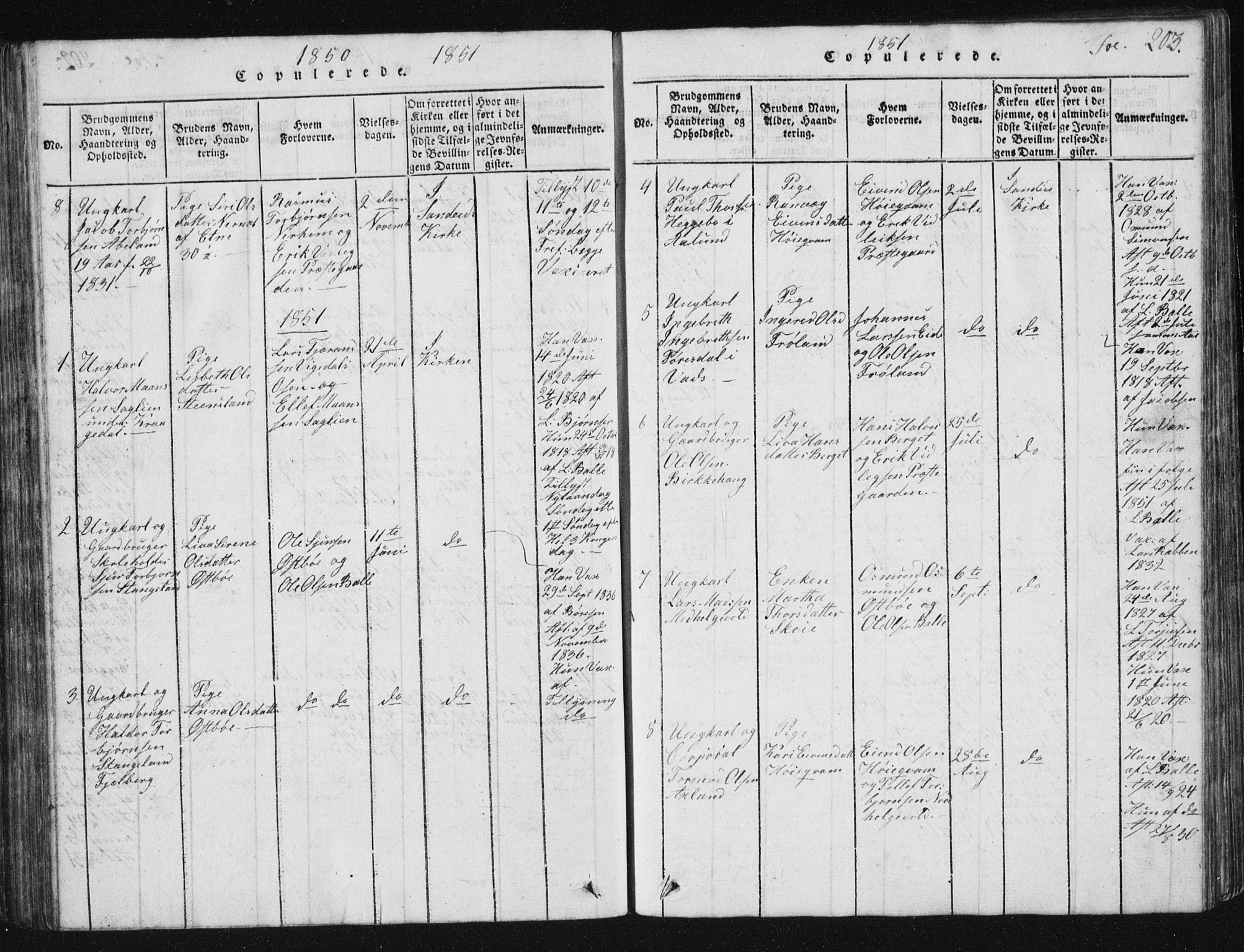 Vikedal sokneprestkontor, SAST/A-101840/01/V: Parish register (copy) no. B 2, 1816-1863, p. 203
