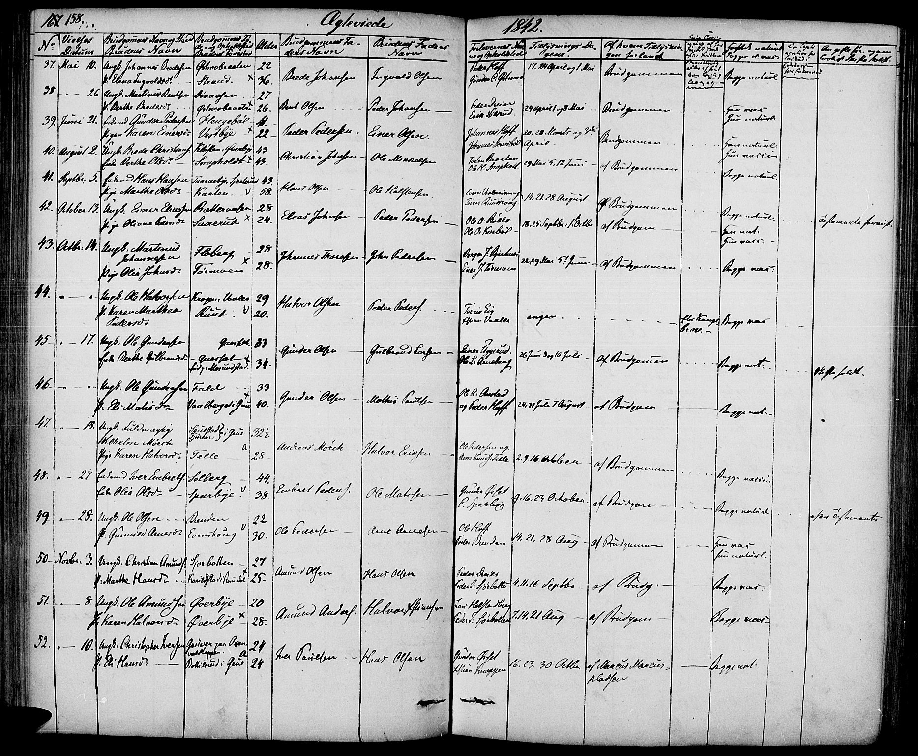 Hof prestekontor, AV/SAH-PREST-038/H/Ha/Haa/L0007: Parish register (official) no. 7, 1841-1848, p. 158