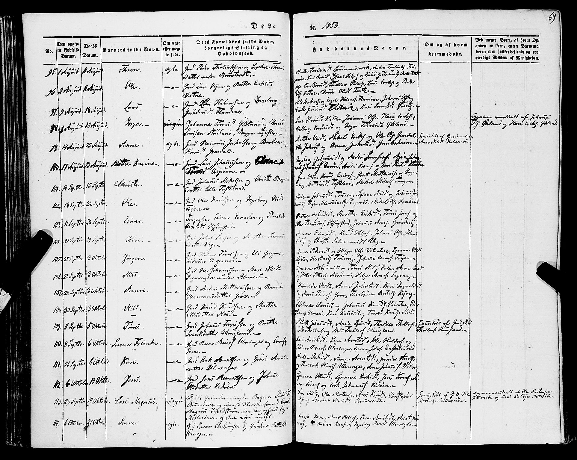 Stord sokneprestembete, SAB/A-78201/H/Haa: Parish register (official) no. A 7, 1841-1861, p. 69