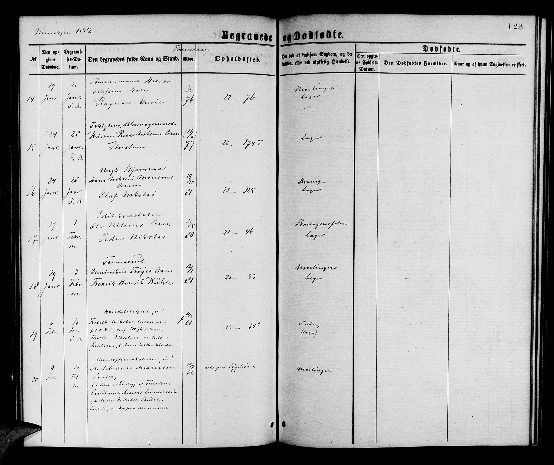 Korskirken sokneprestembete, AV/SAB-A-76101/H/Hab: Parish register (copy) no. E 3, 1871-1883, p. 123