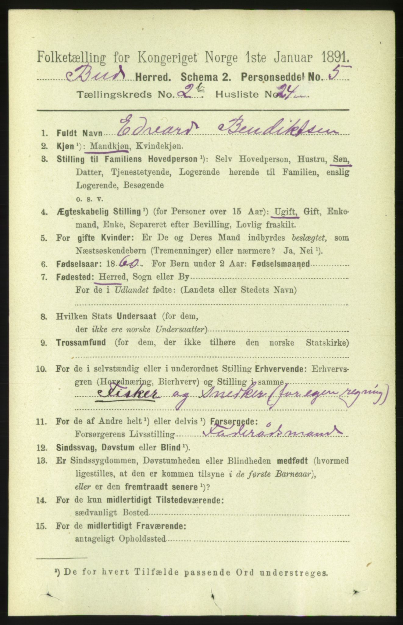 RA, 1891 census for 1549 Bud, 1891, p. 1370