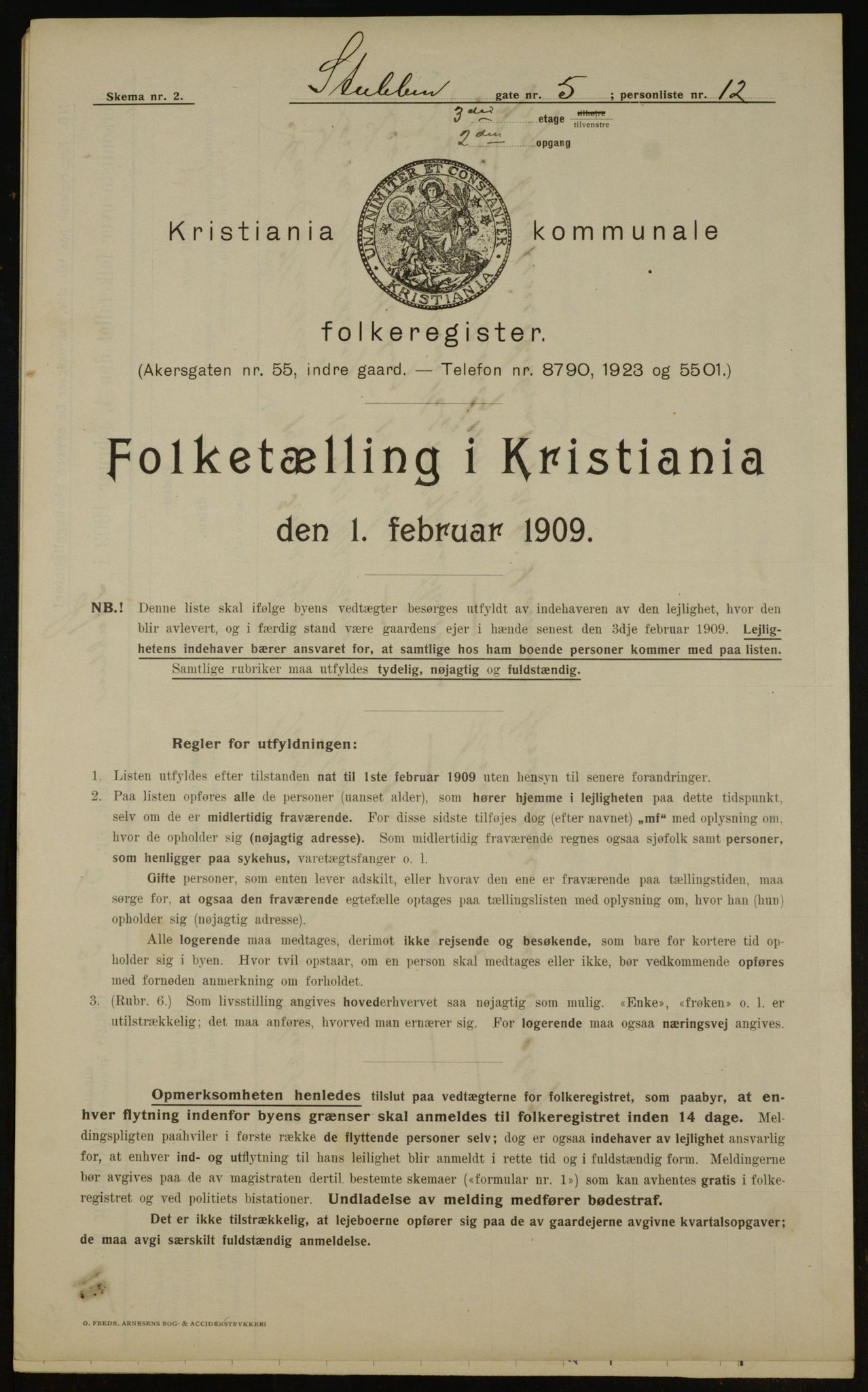 OBA, Municipal Census 1909 for Kristiania, 1909, p. 94529