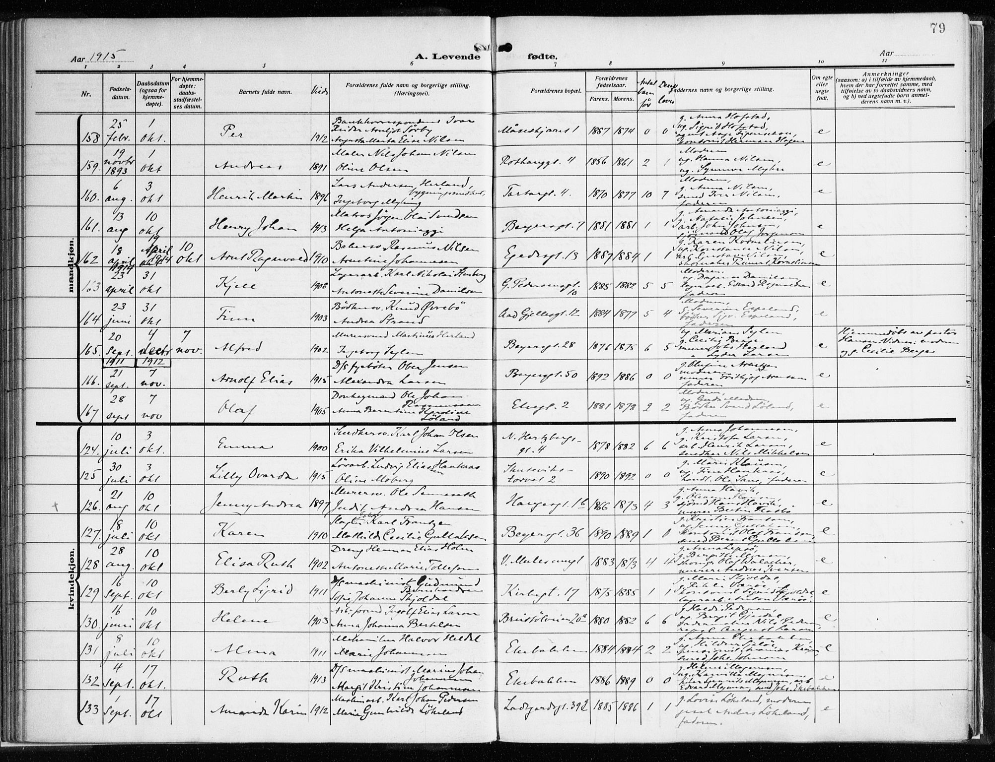 Sandviken Sokneprestembete, AV/SAB-A-77601/H/Ha/L0007: Parish register (official) no. B 4, 1912-1924, p. 79