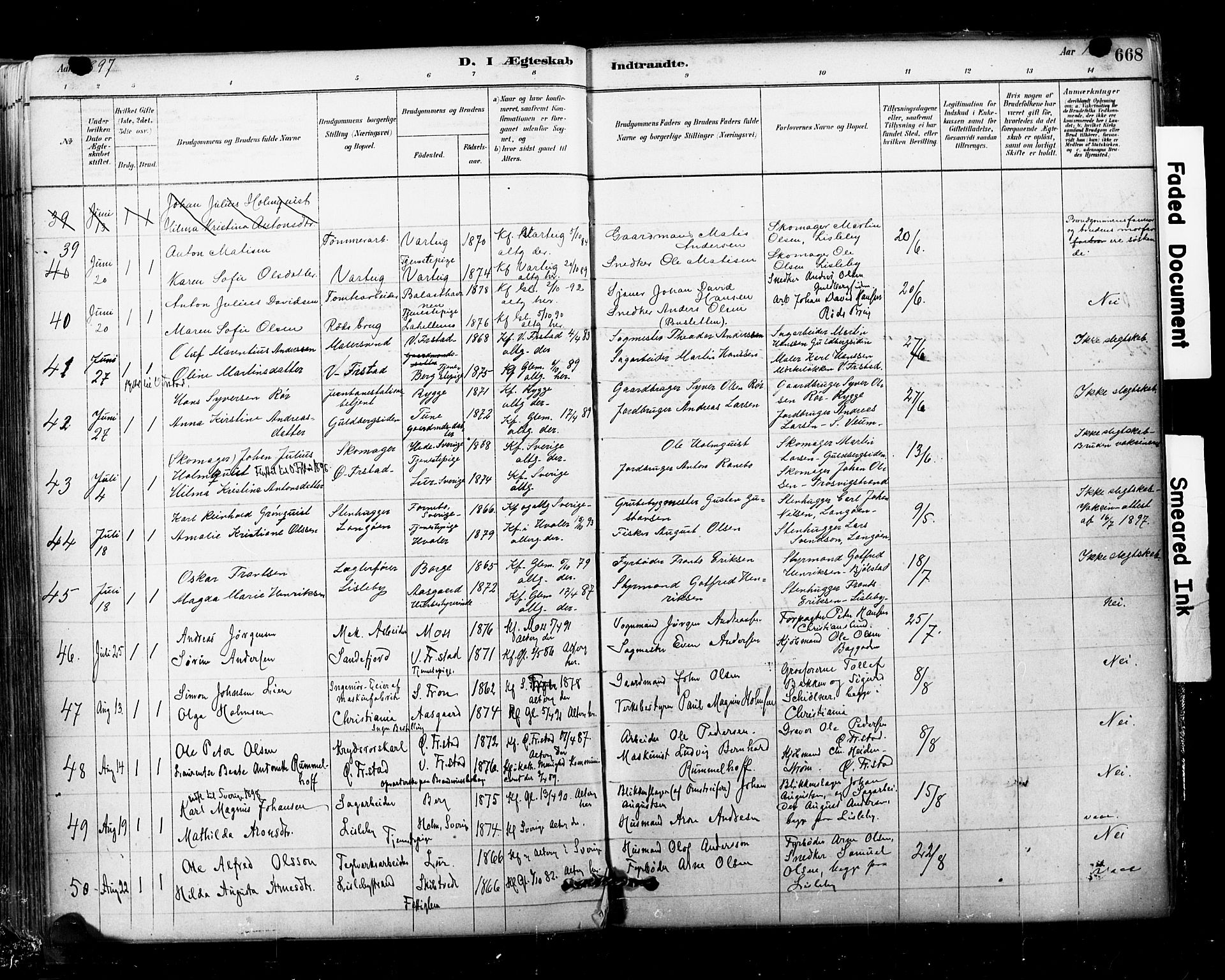 Glemmen prestekontor Kirkebøker, SAO/A-10908/F/Fa/L0011: Parish register (official) no. 11, 1878-1917, p. 668