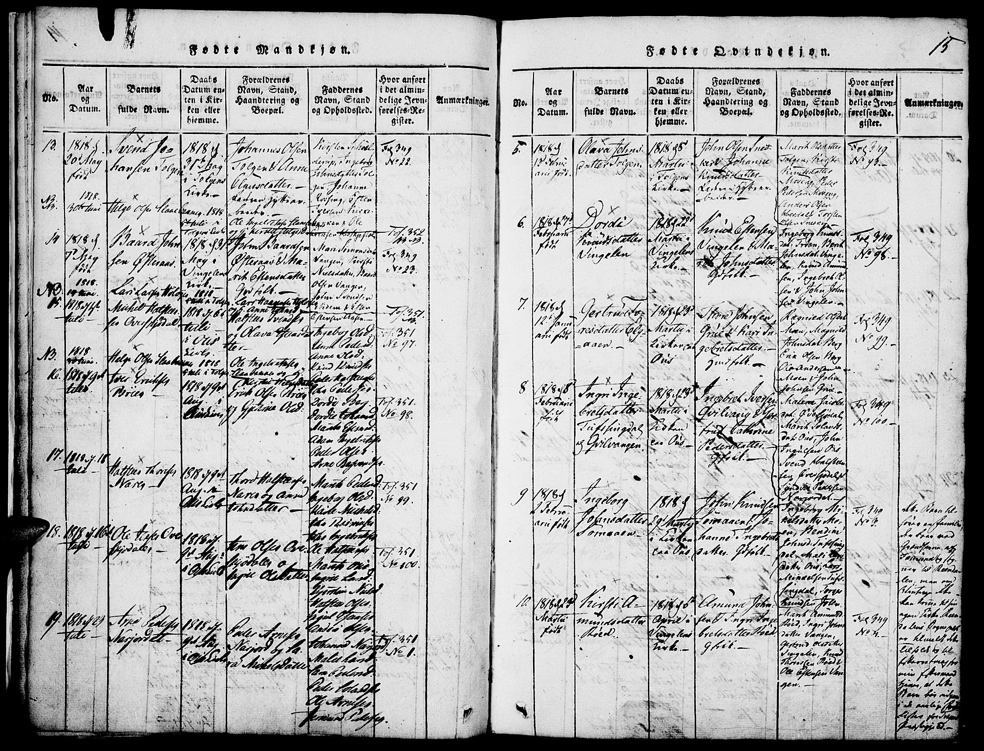 Tolga prestekontor, AV/SAH-PREST-062/K/L0004: Parish register (official) no. 4, 1815-1836, p. 15
