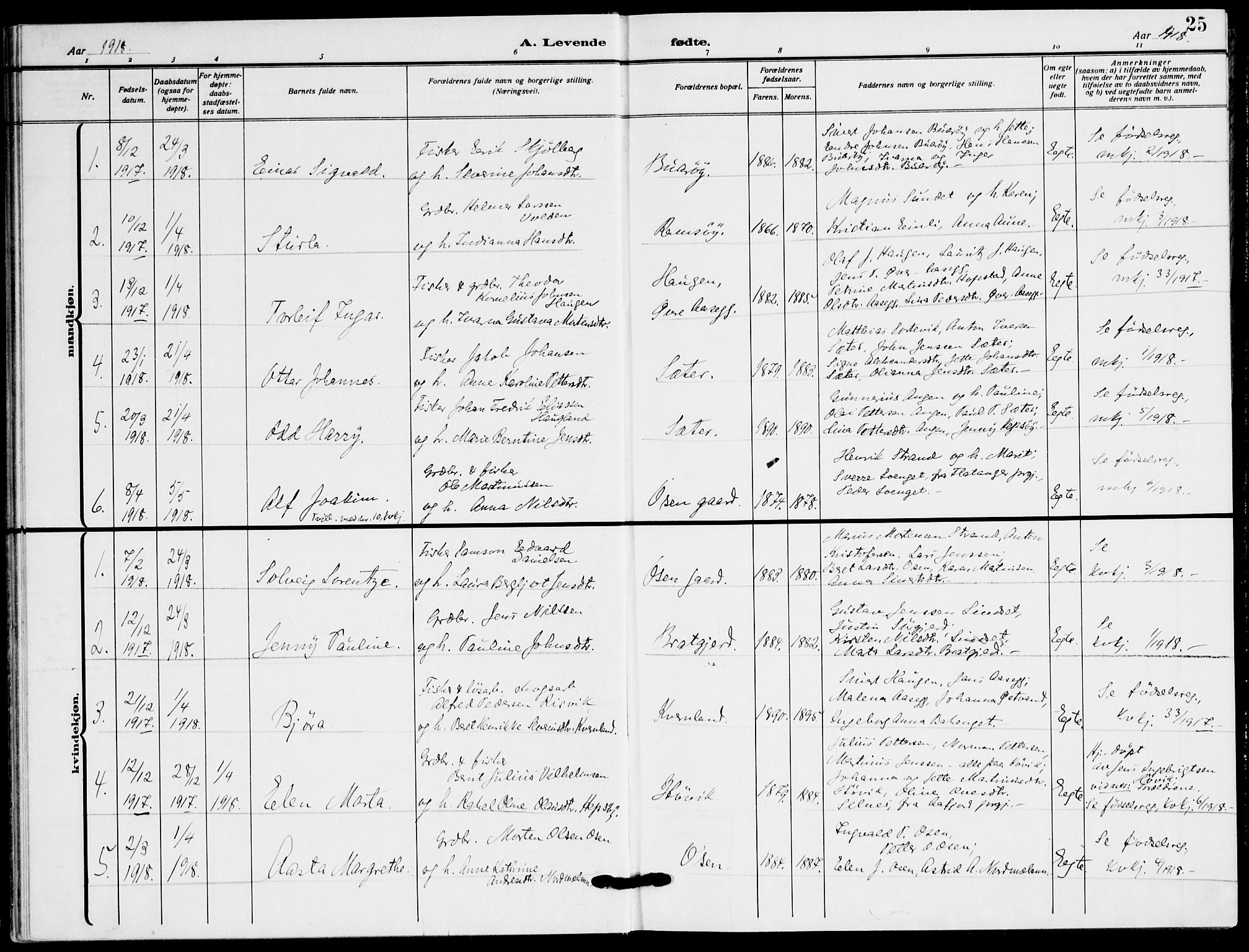Ministerialprotokoller, klokkerbøker og fødselsregistre - Sør-Trøndelag, SAT/A-1456/658/L0724: Parish register (official) no. 658A03, 1912-1924, p. 25