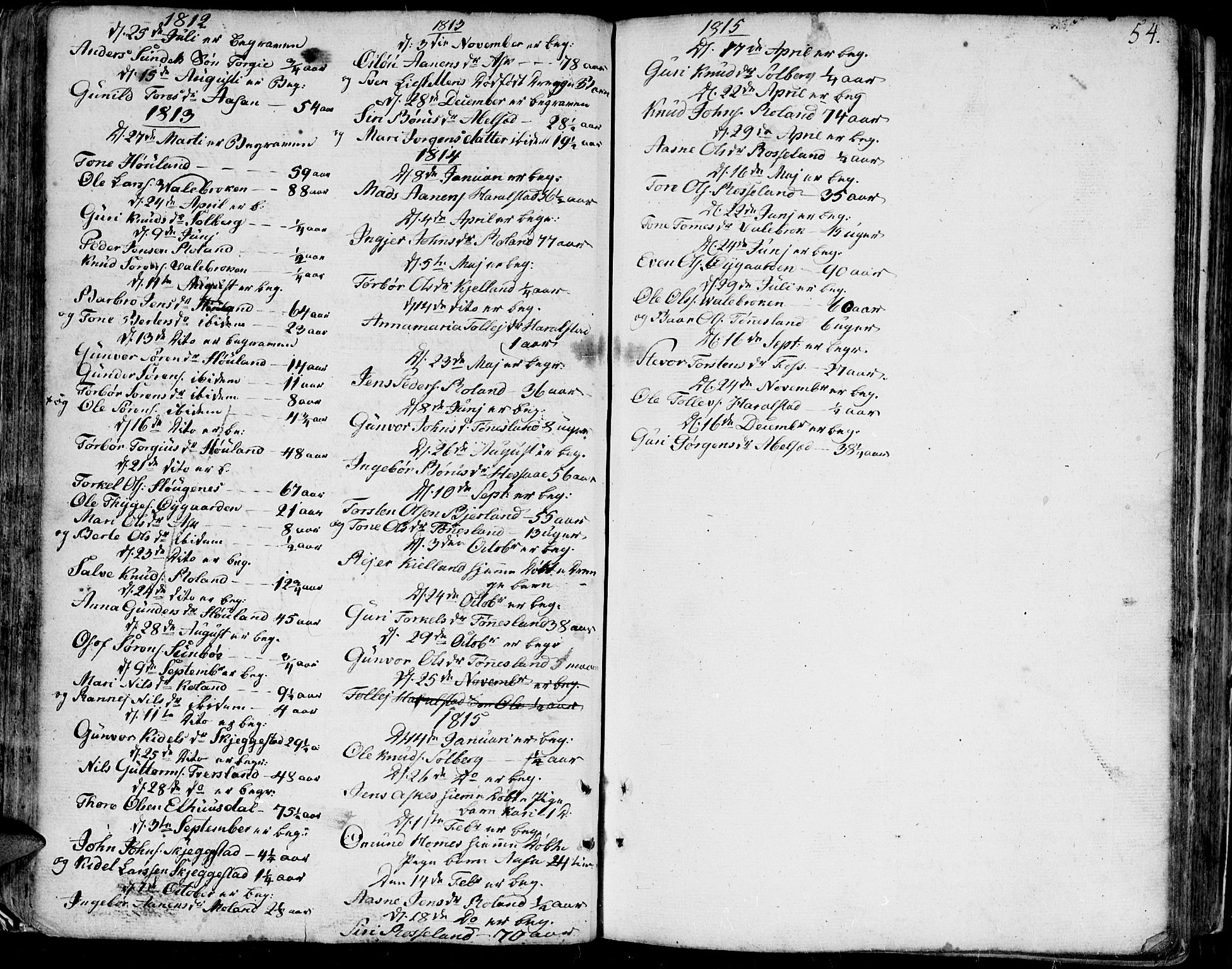 Bjelland sokneprestkontor, SAK/1111-0005/F/Fa/Faa/L0001: Parish register (official) no. A 1 /1, 1793-1815, p. 54