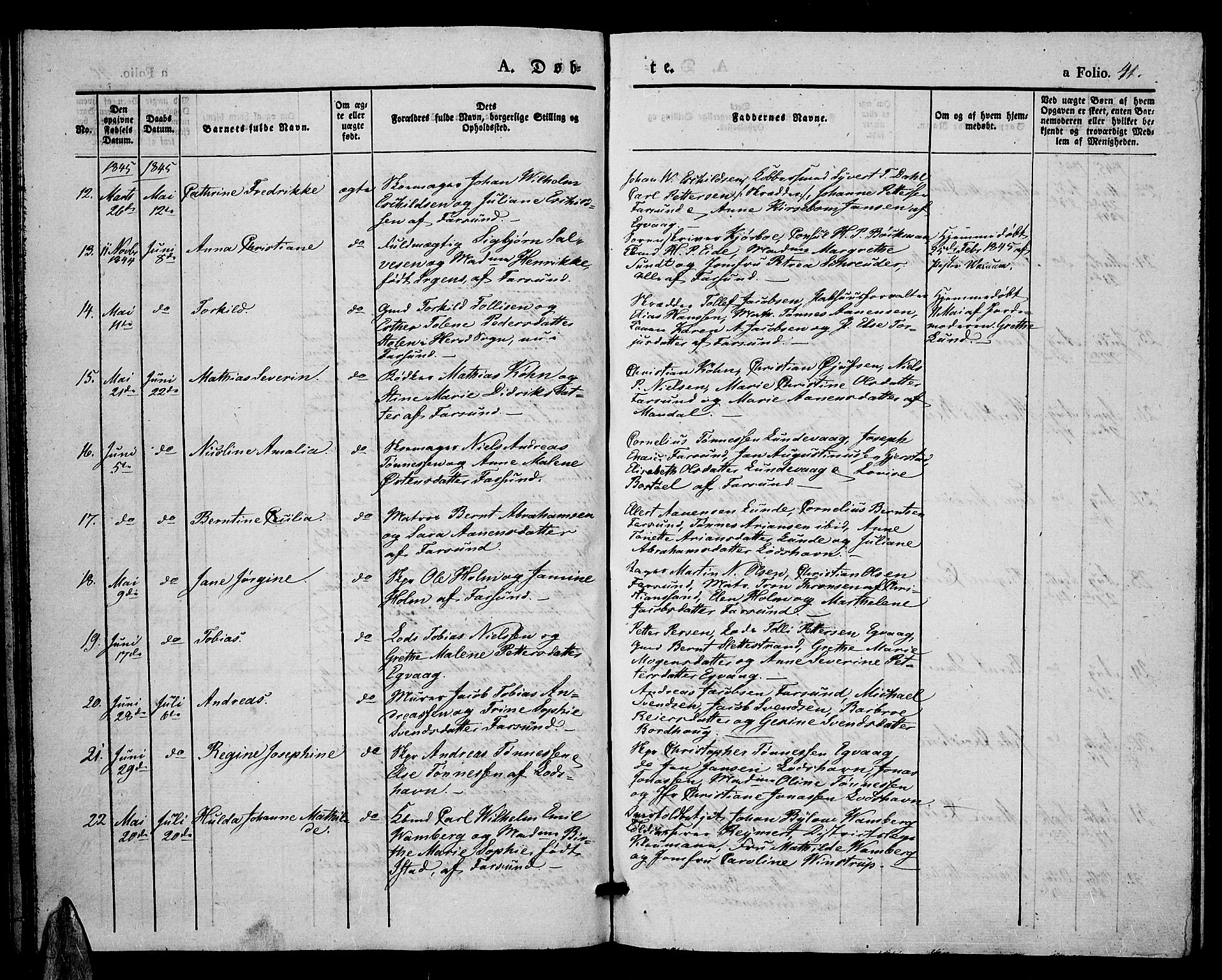 Farsund sokneprestkontor, SAK/1111-0009/F/Fa/L0003: Parish register (official) no. A 3, 1836-1846, p. 41