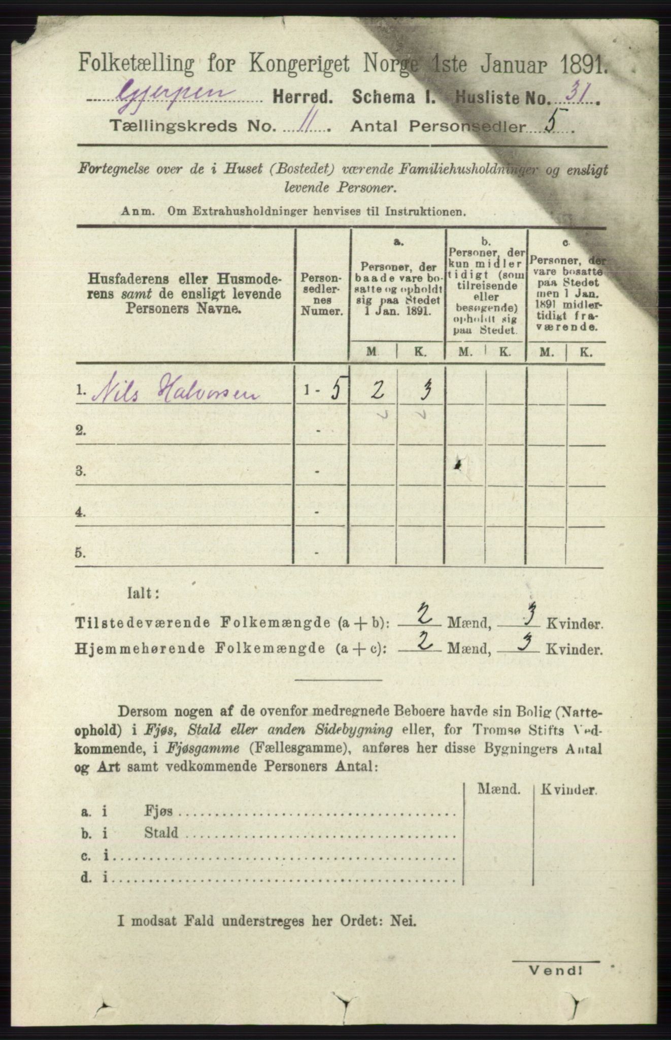 RA, 1891 census for 0812 Gjerpen, 1891, p. 6530