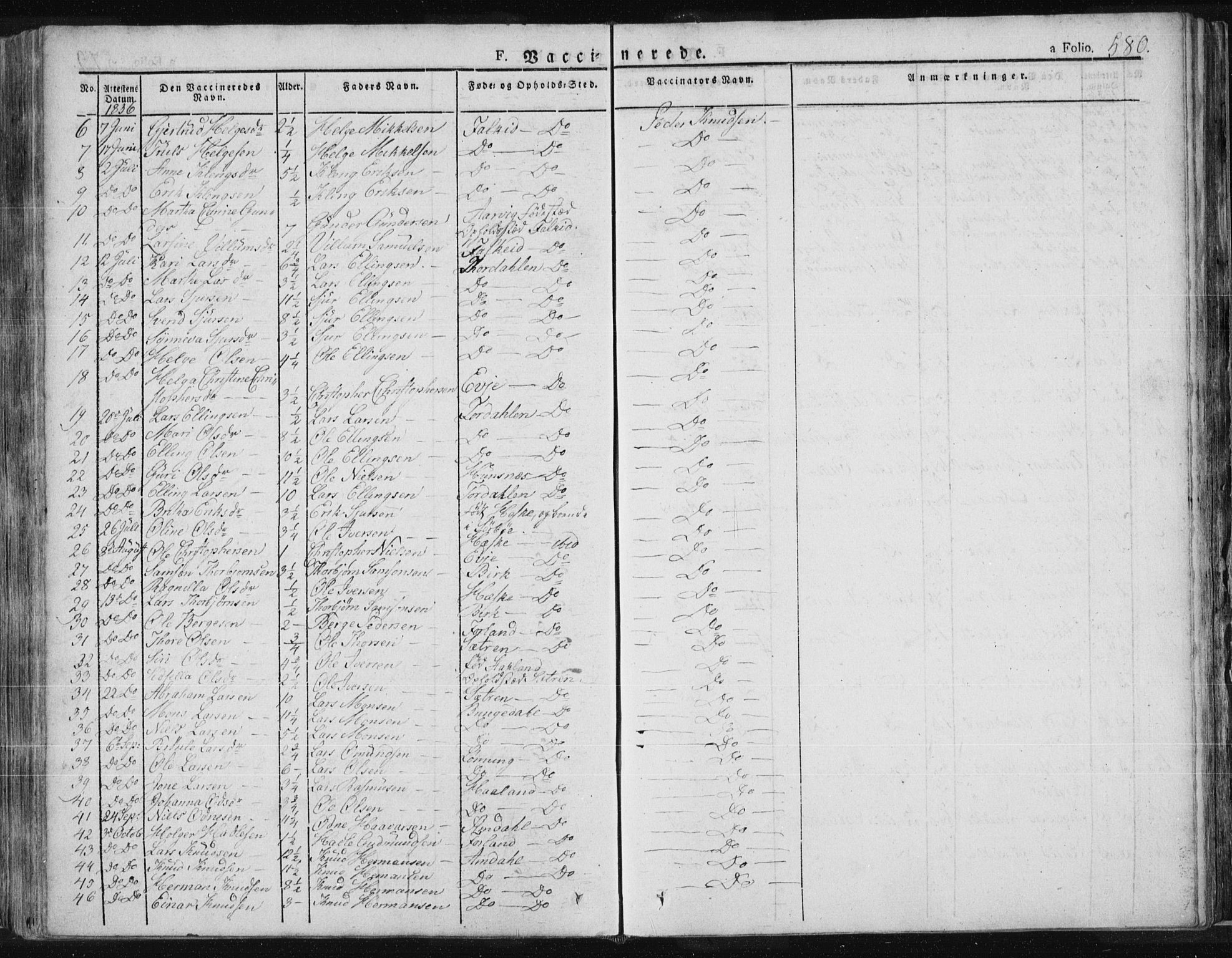 Tysvær sokneprestkontor, SAST/A -101864/H/Ha/Haa/L0001: Parish register (official) no. A 1.2, 1831-1856, p. 580